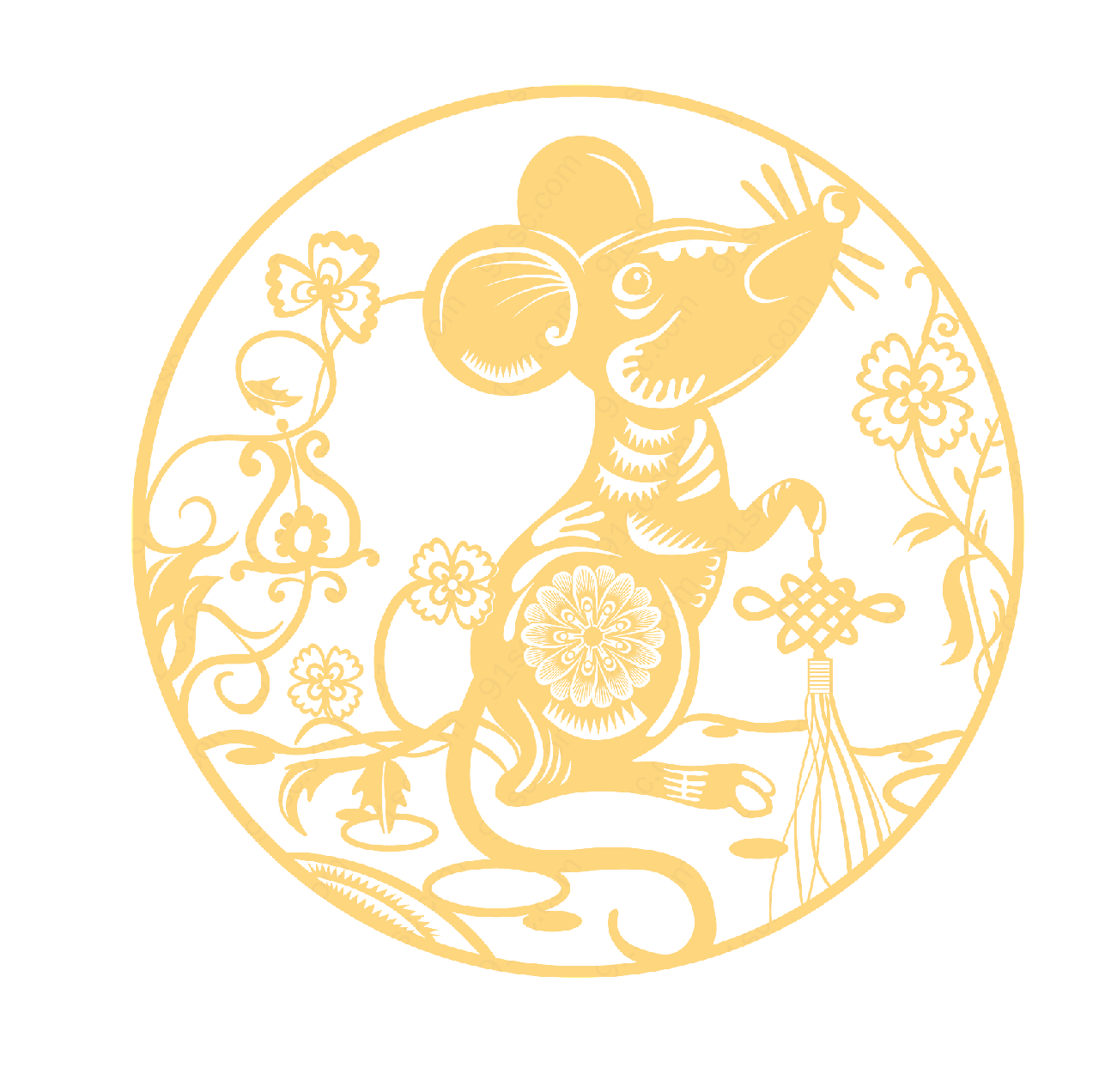鼠年老鼠剪纸春节