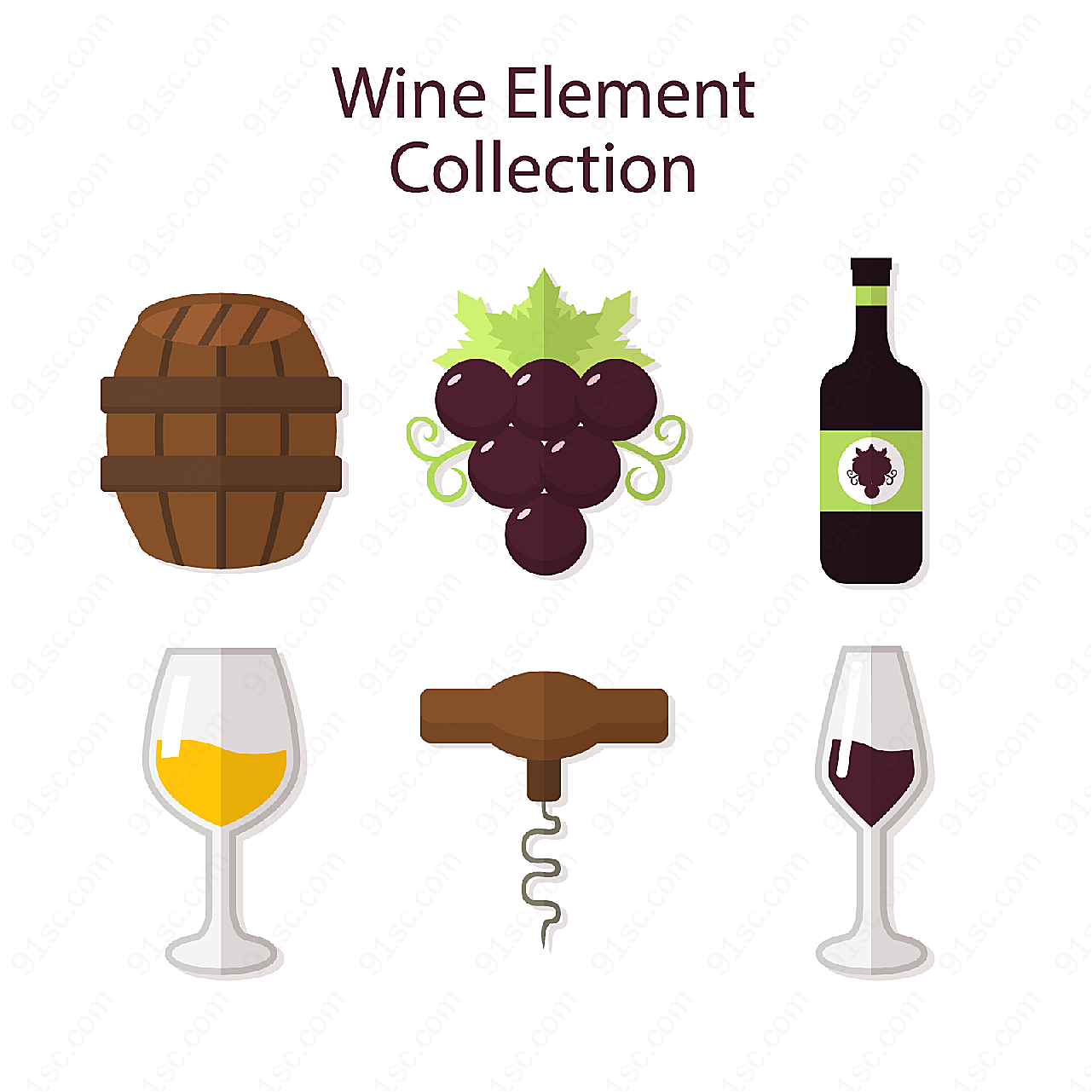 葡萄酒元素图标矢量各式图标