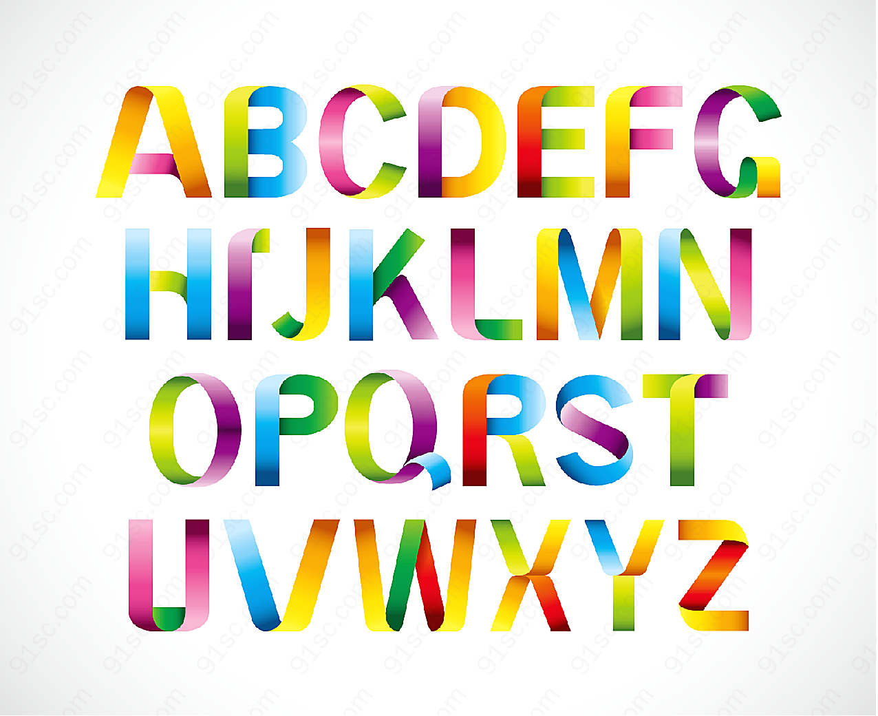 彩带效果字母矢量艺术字