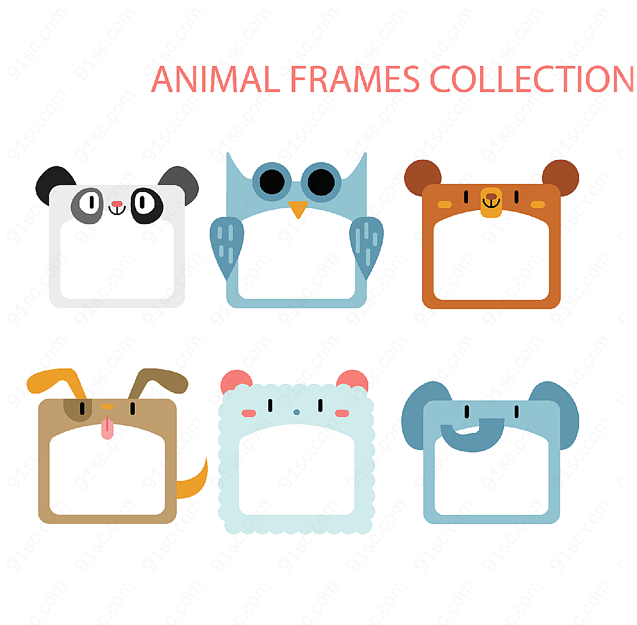 动物空白相框矢量卡通物品