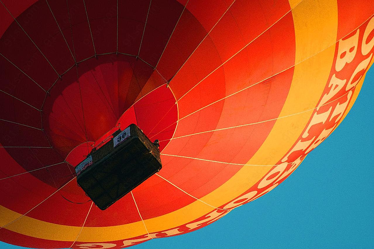 空中热气球局部特写图片生活用品