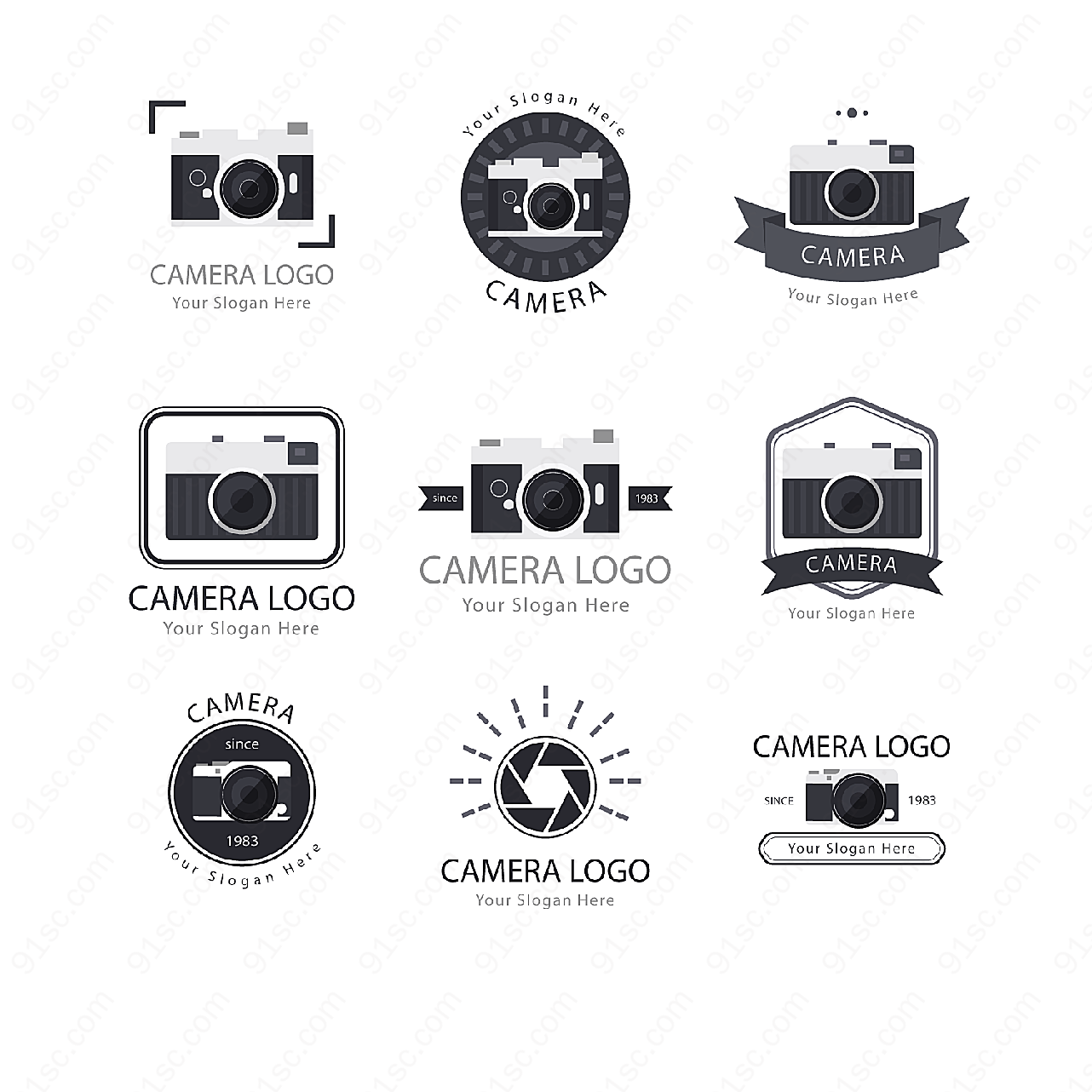 照相机标志矢量logo图形