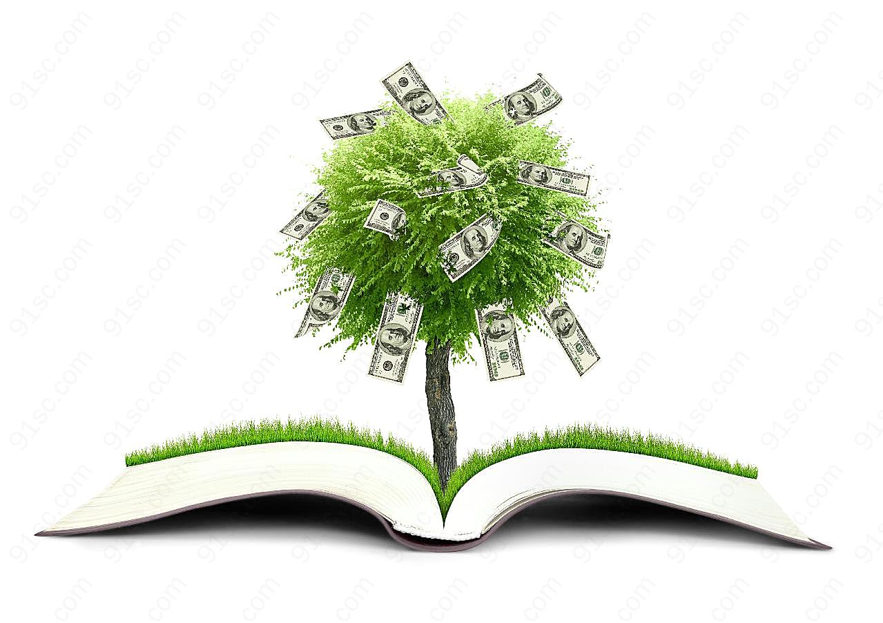 创意钞票绿树图片下载高清