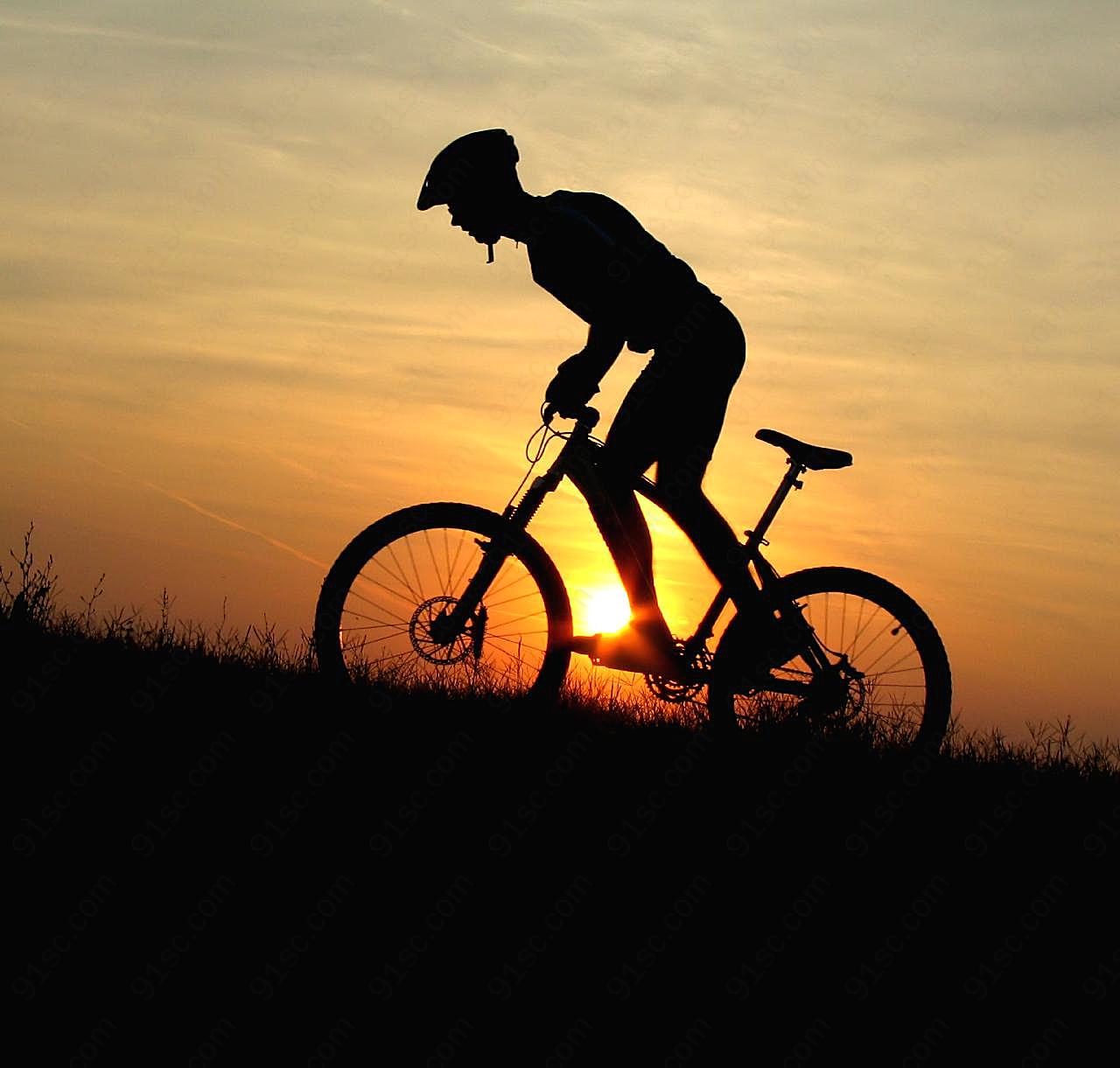 黄昏自行车运动体育运动