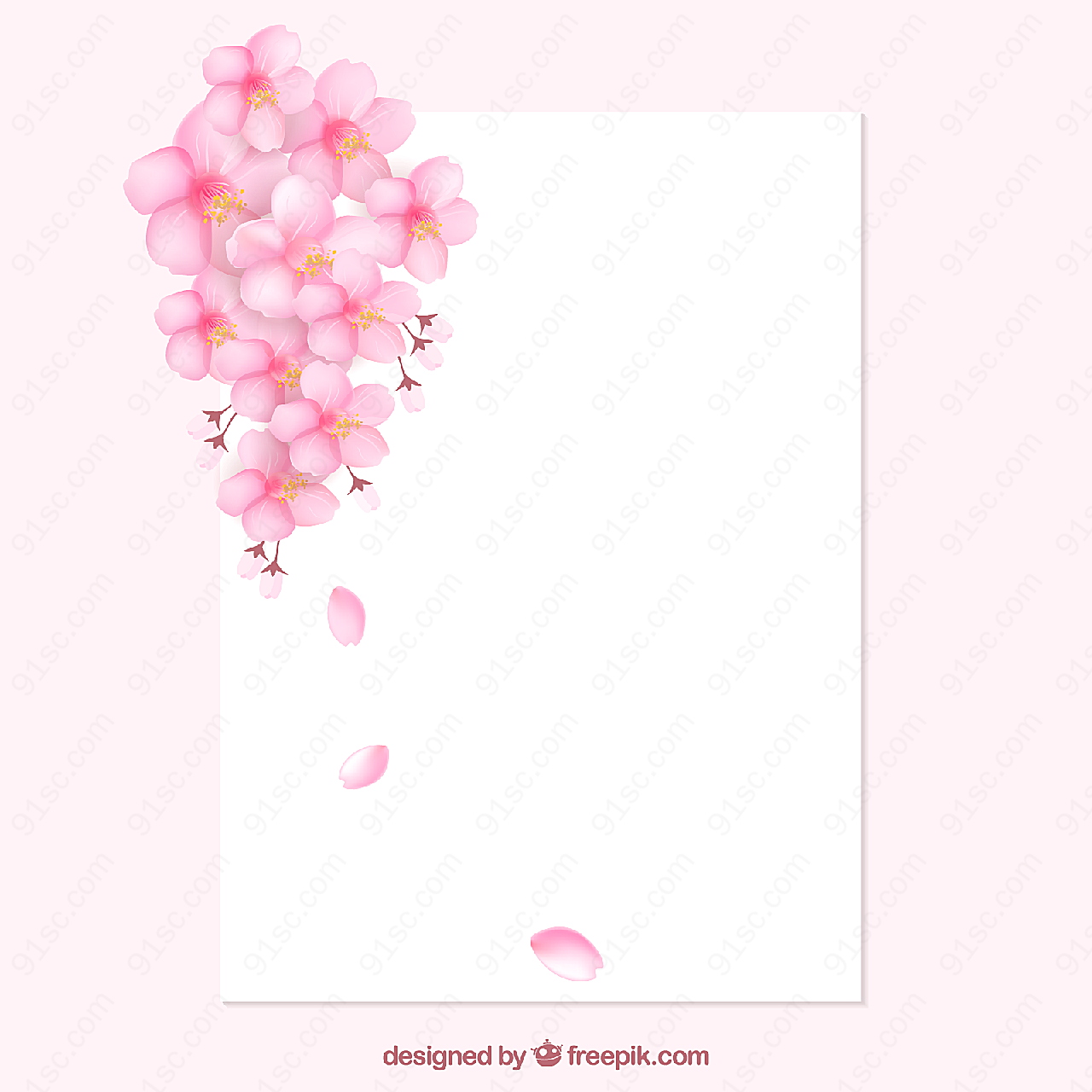 樱花装饰纸张矢量背景