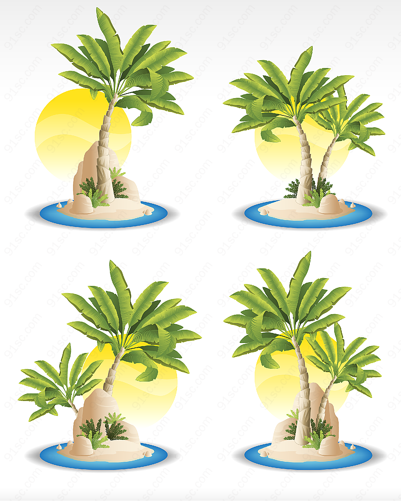 海边的椰树矢量花草树木