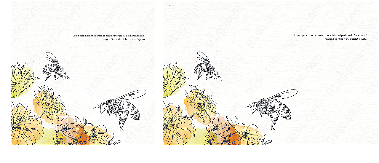 花丛中采蜜的蜜蜂矢量昆虫