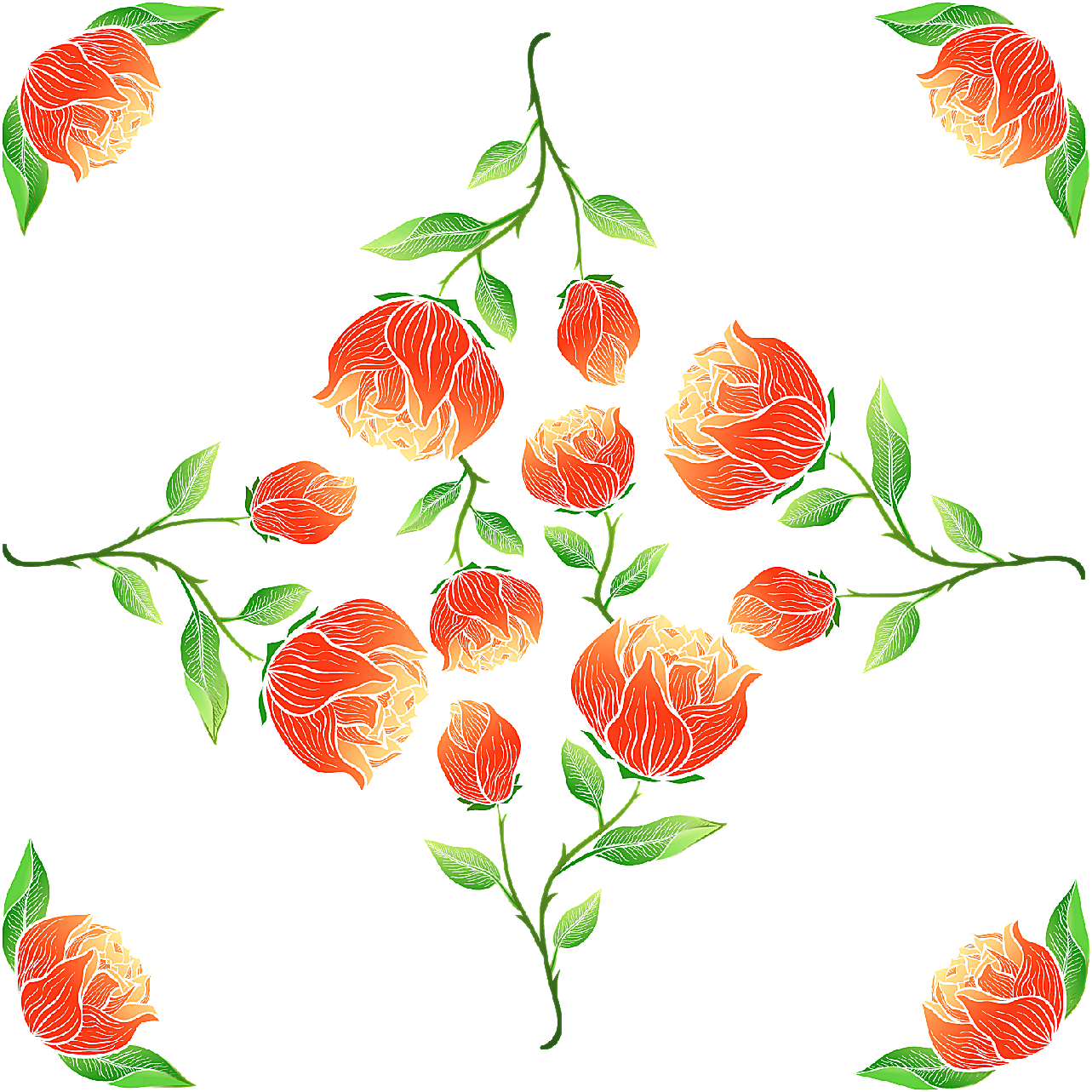 水墨矢量花草花纹矢量花纹