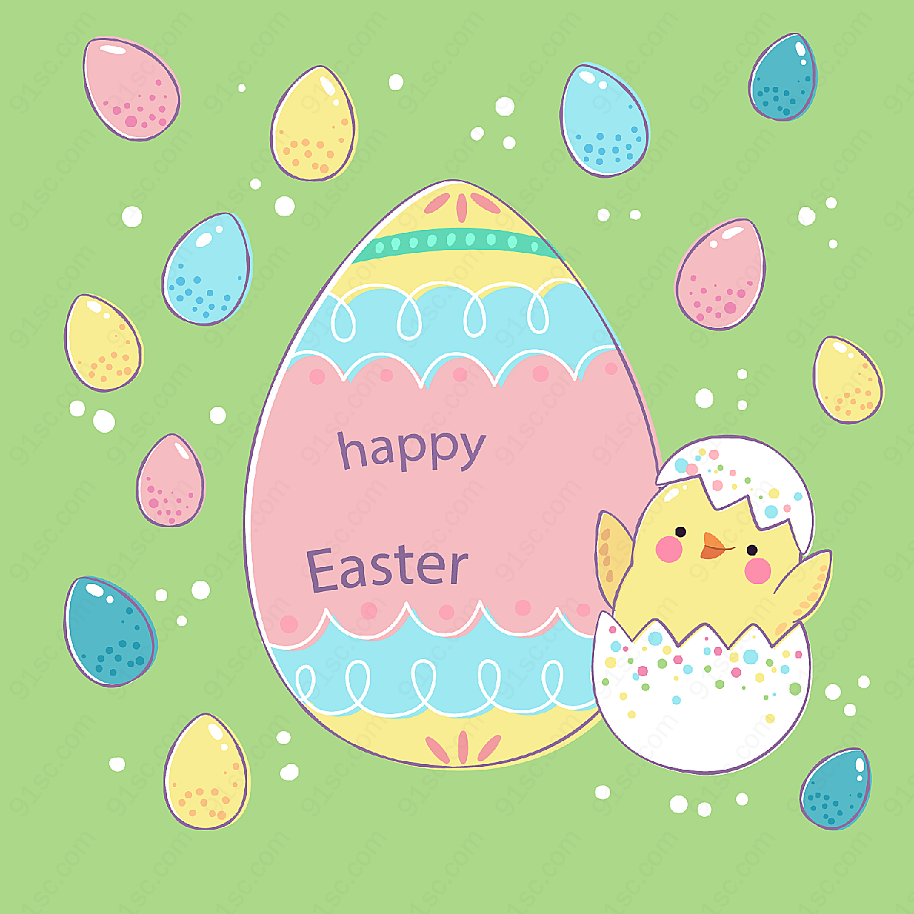 复活节彩蛋和鸡仔其它矢量节日其它