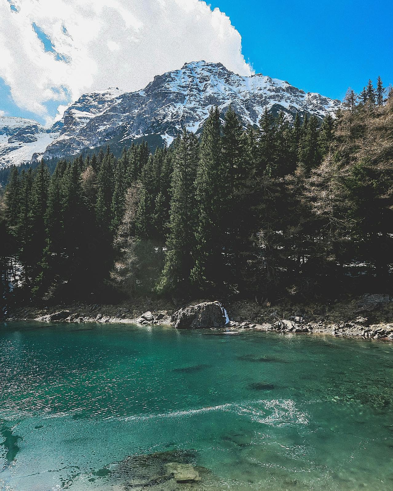 雪山河流图片山水图片