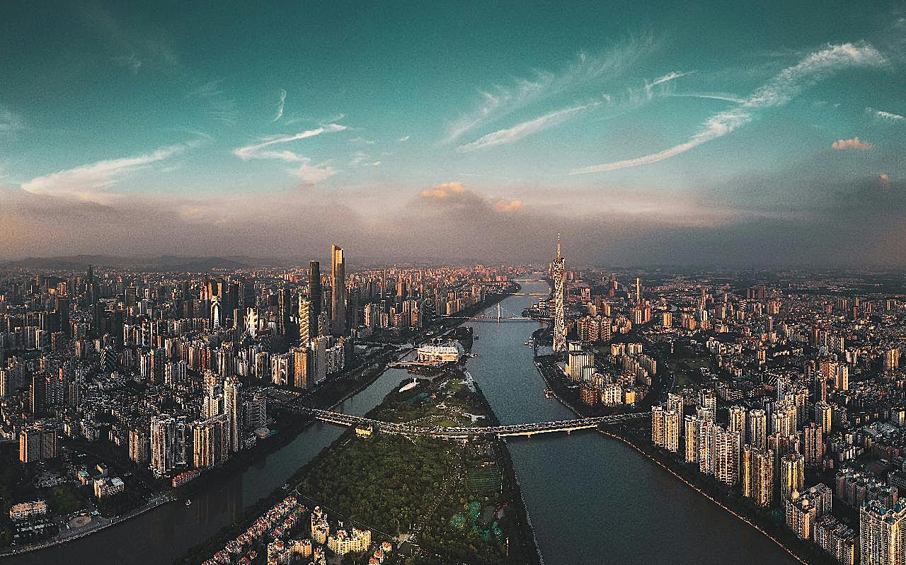 珠江新城鸟瞰图建筑空间