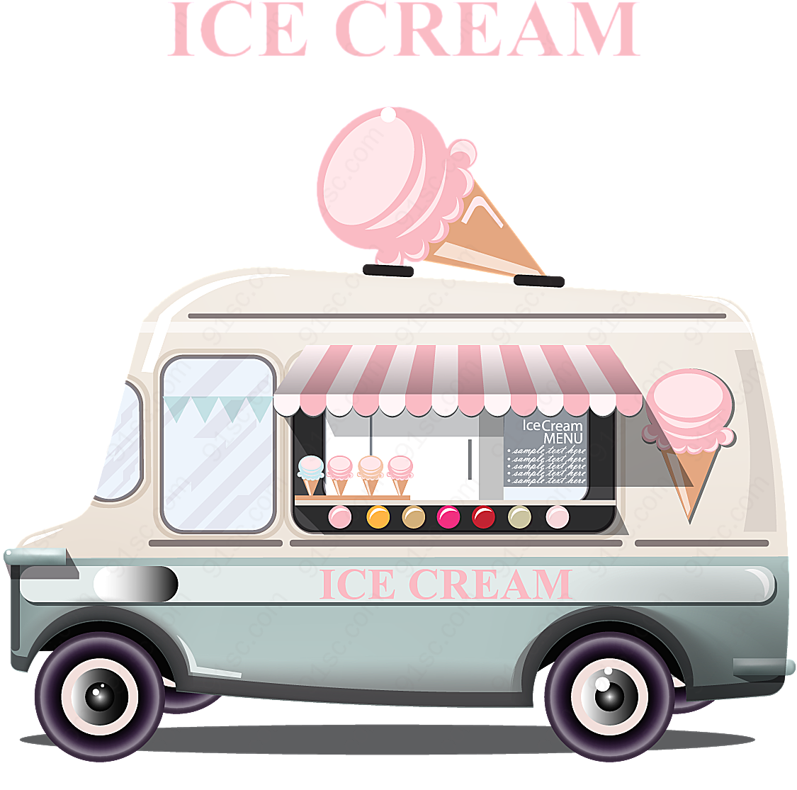 冰淇淋卡车矢量交通
