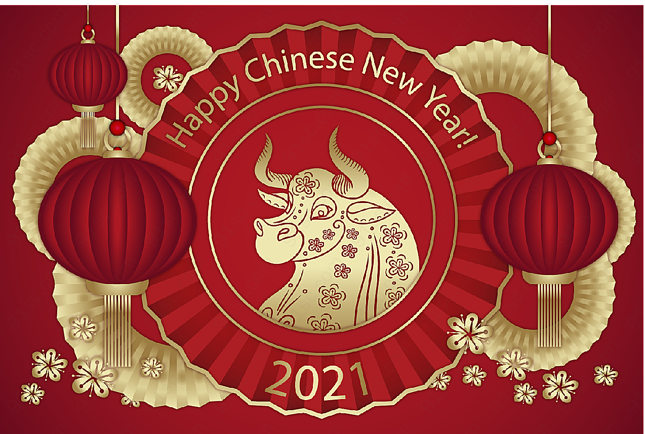 2021中国新年海报矢量春节