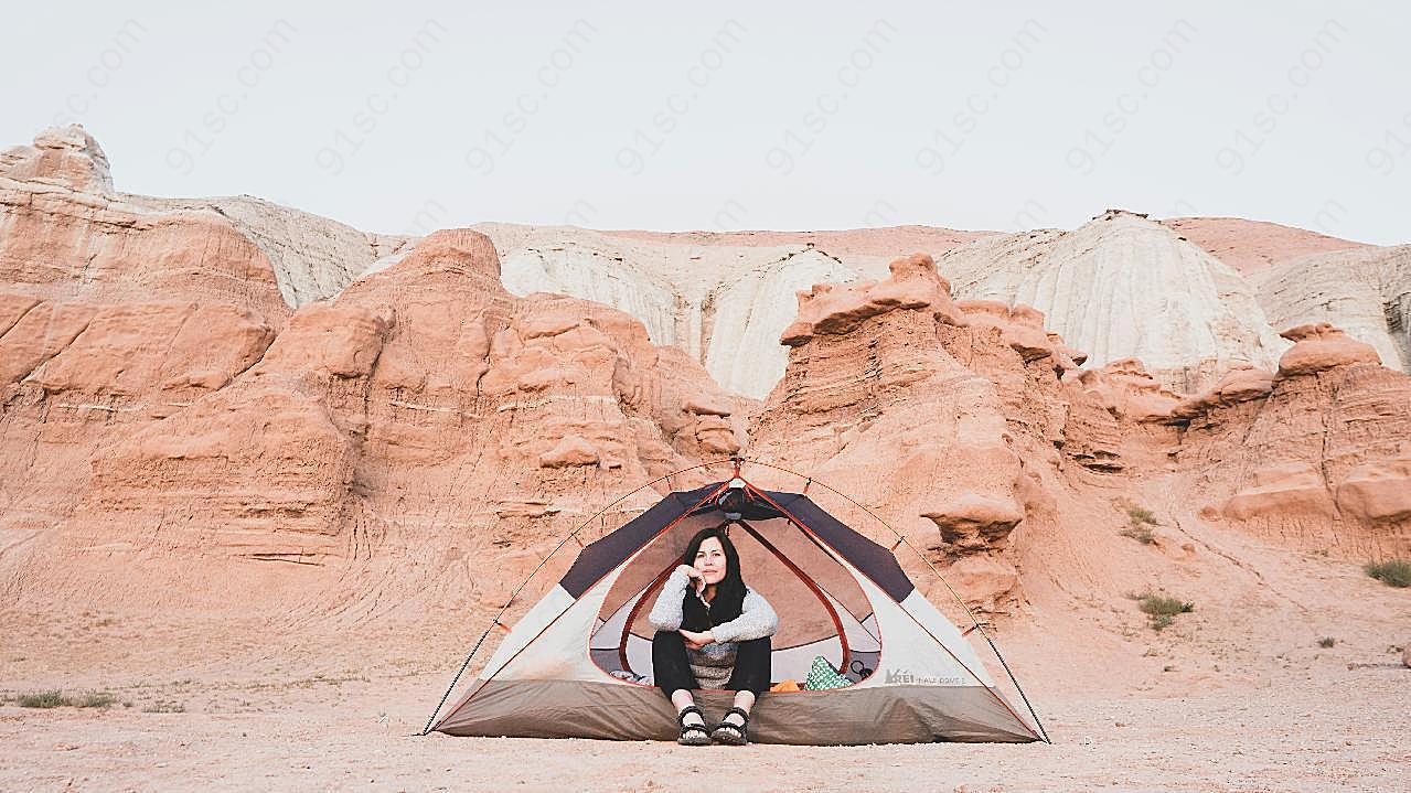 一个人旅行露营图片高清摄影