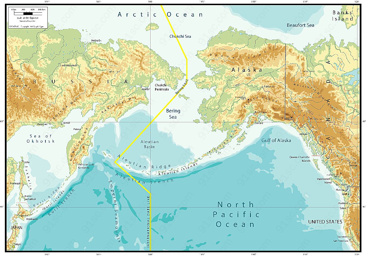 矢量白令海峡地图矢量地图