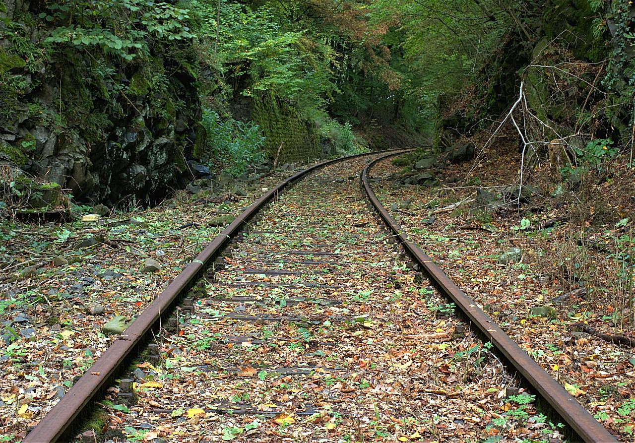 秋季火车轨道景观图片高清交通