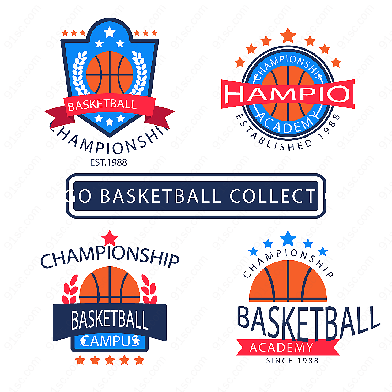 扁平化篮球标志矢量logo图形