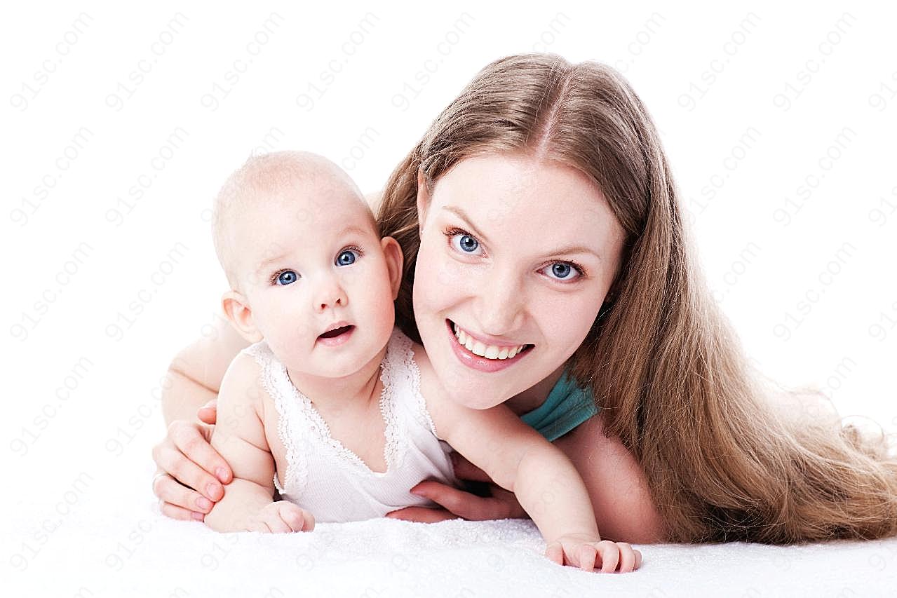 满月宝宝母子写真图片人物速写