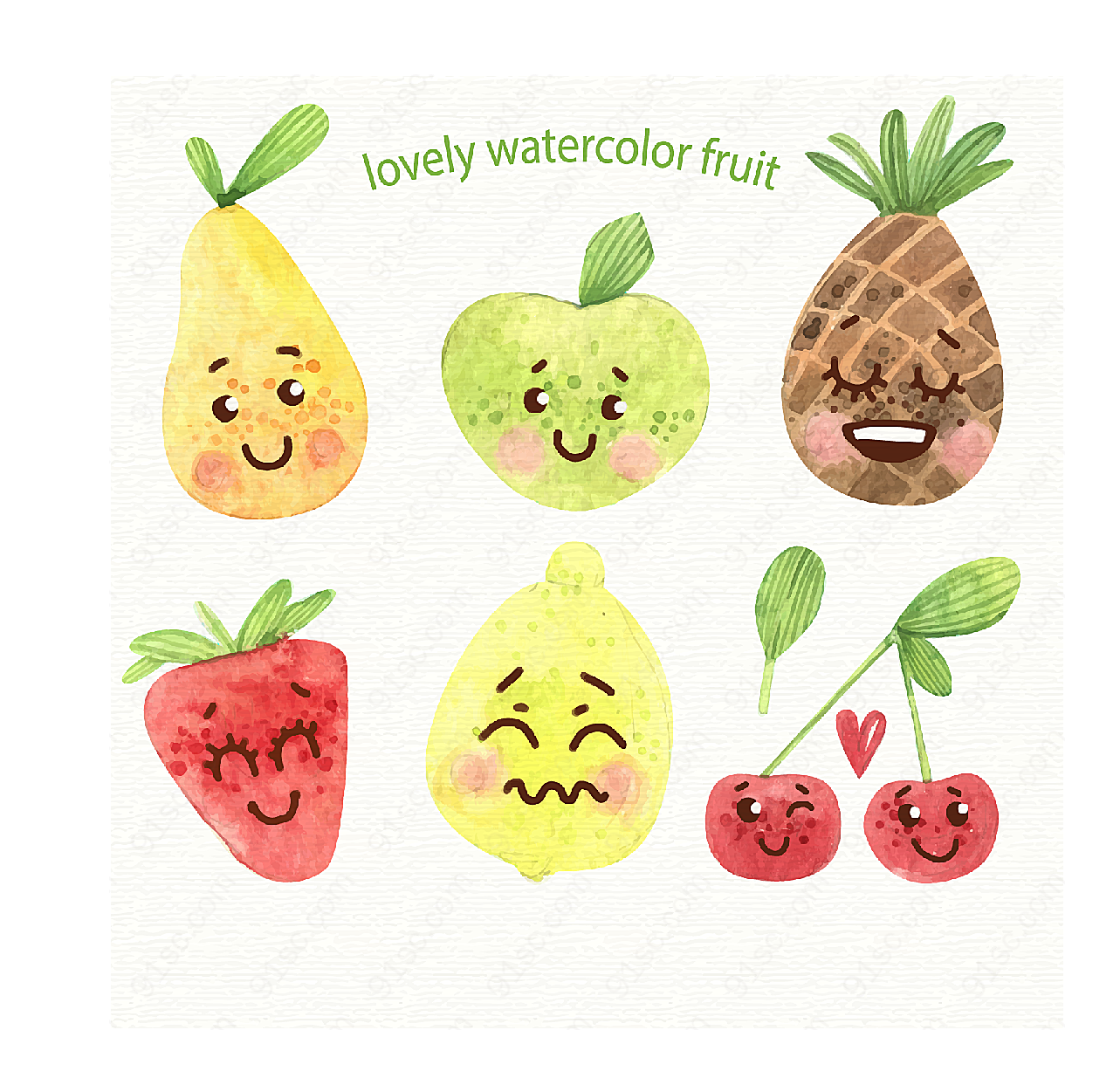 彩绘表情水果矢量水果