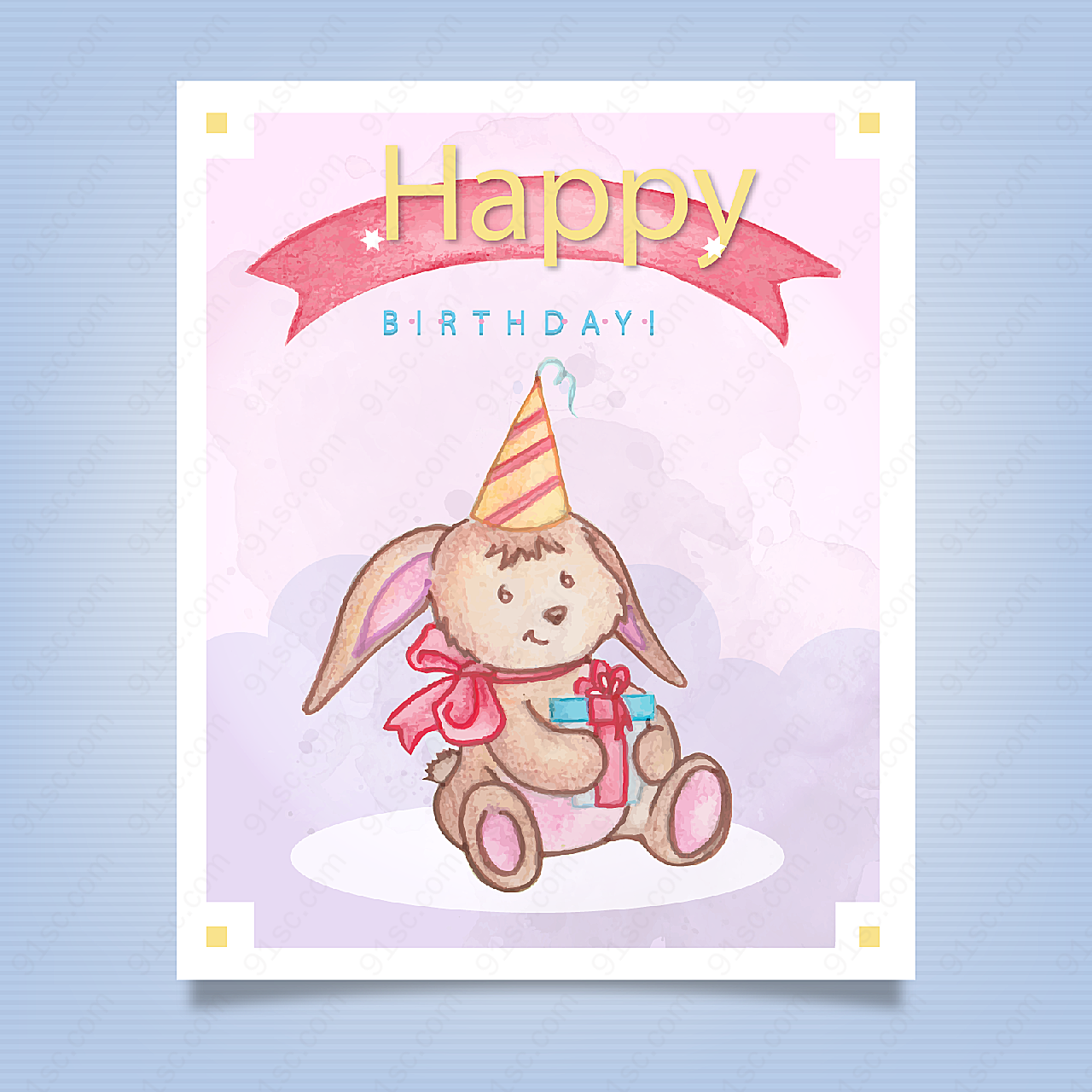 兔子生日贺卡矢量生日
