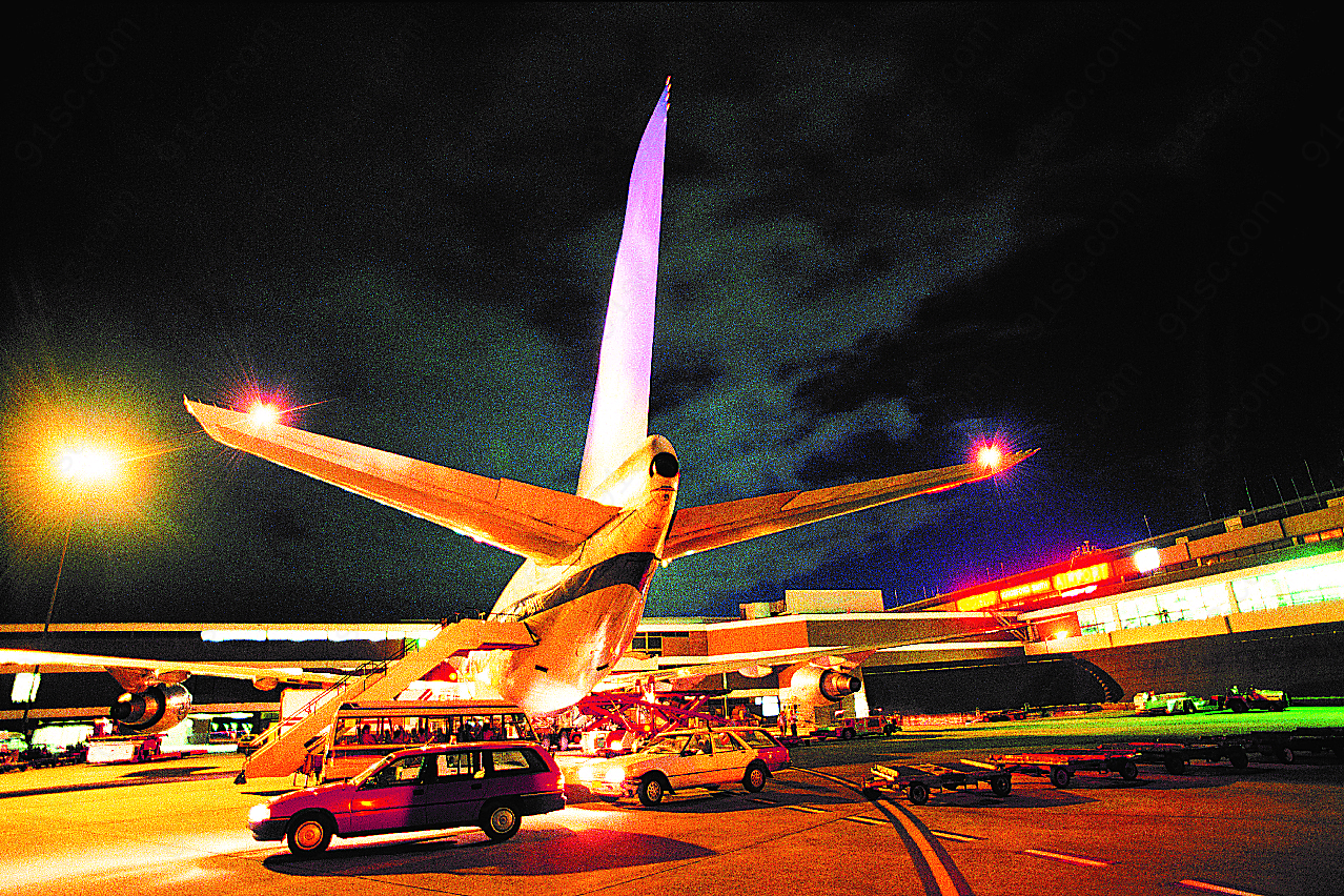 飞机场夜景高清图片运输