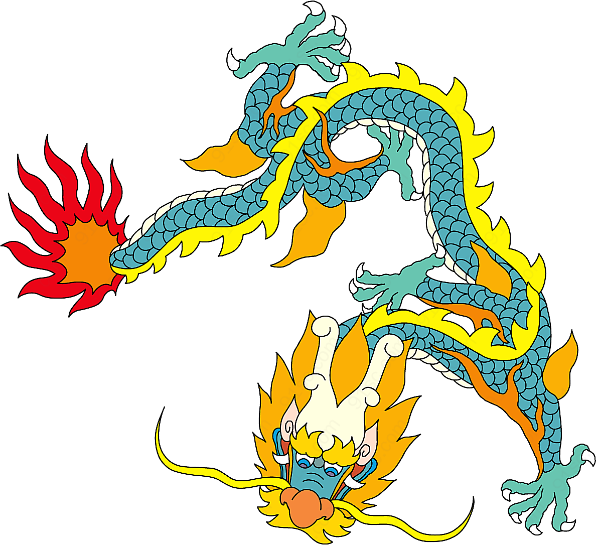 矢量彩色龙纹_22矢量传统文化