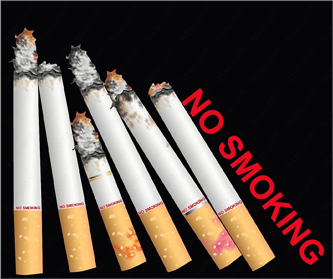 禁烟广告矢量平面广告