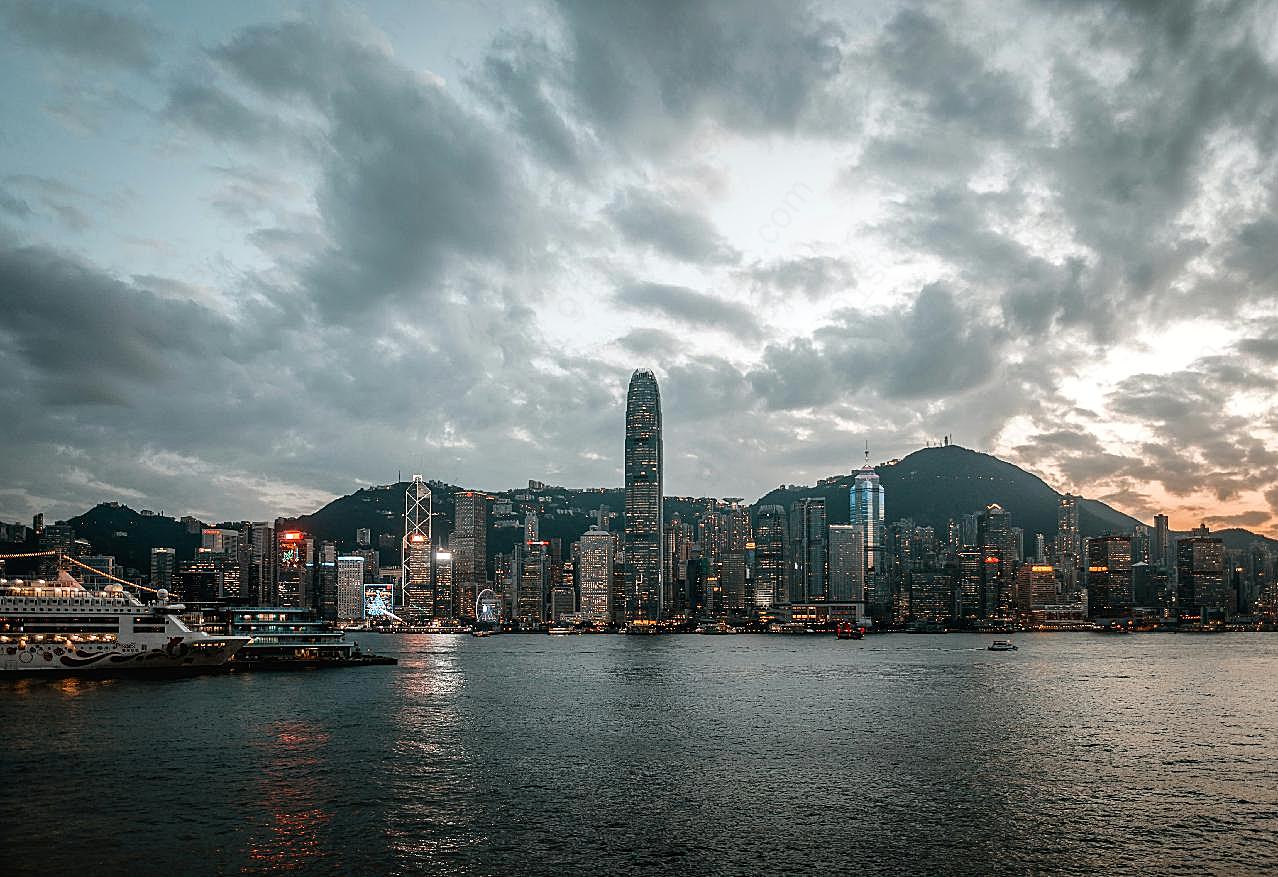 夜幕下的香港九龙建筑空间高清摄影