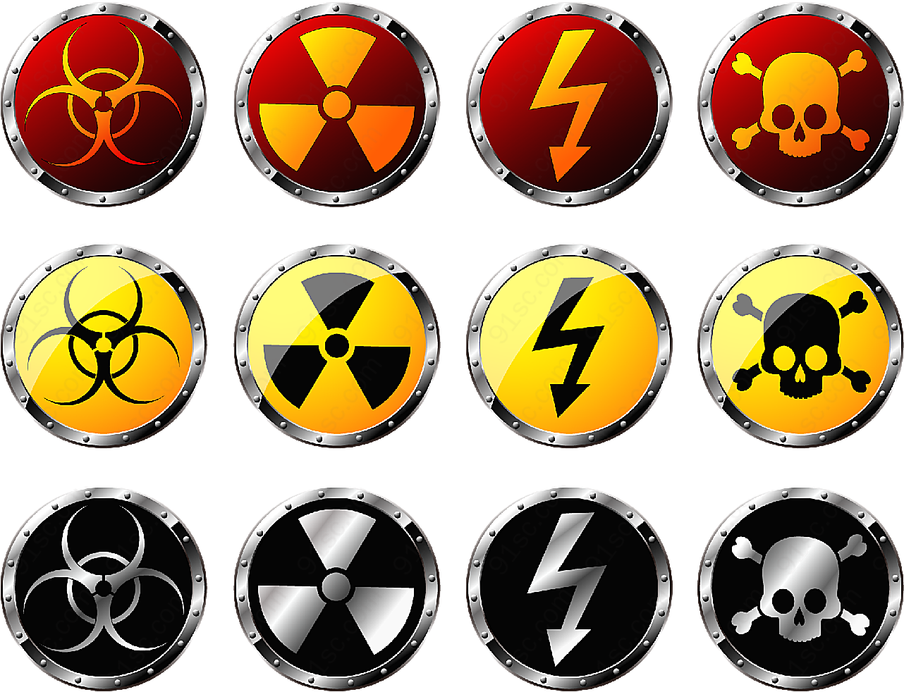 核辐射警告标志矢量各类标识