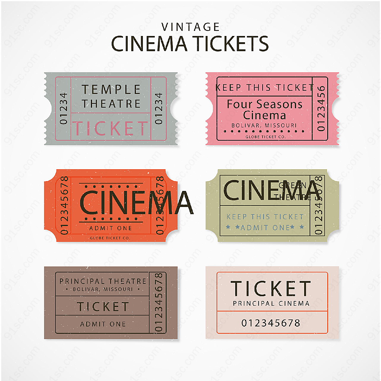 复古电影票设计平面广告