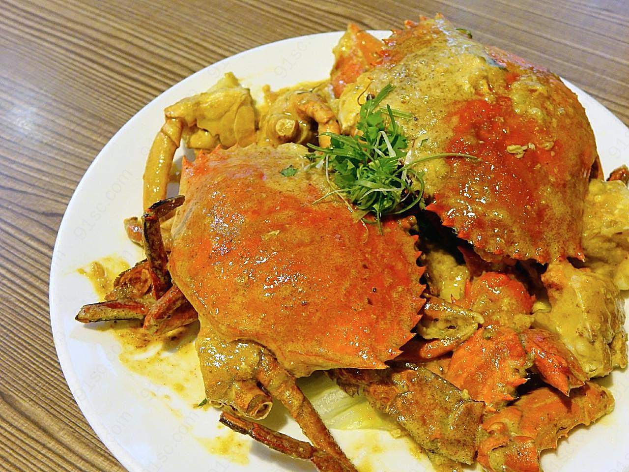 黄油炒螃蟹餐饮美食高清摄影