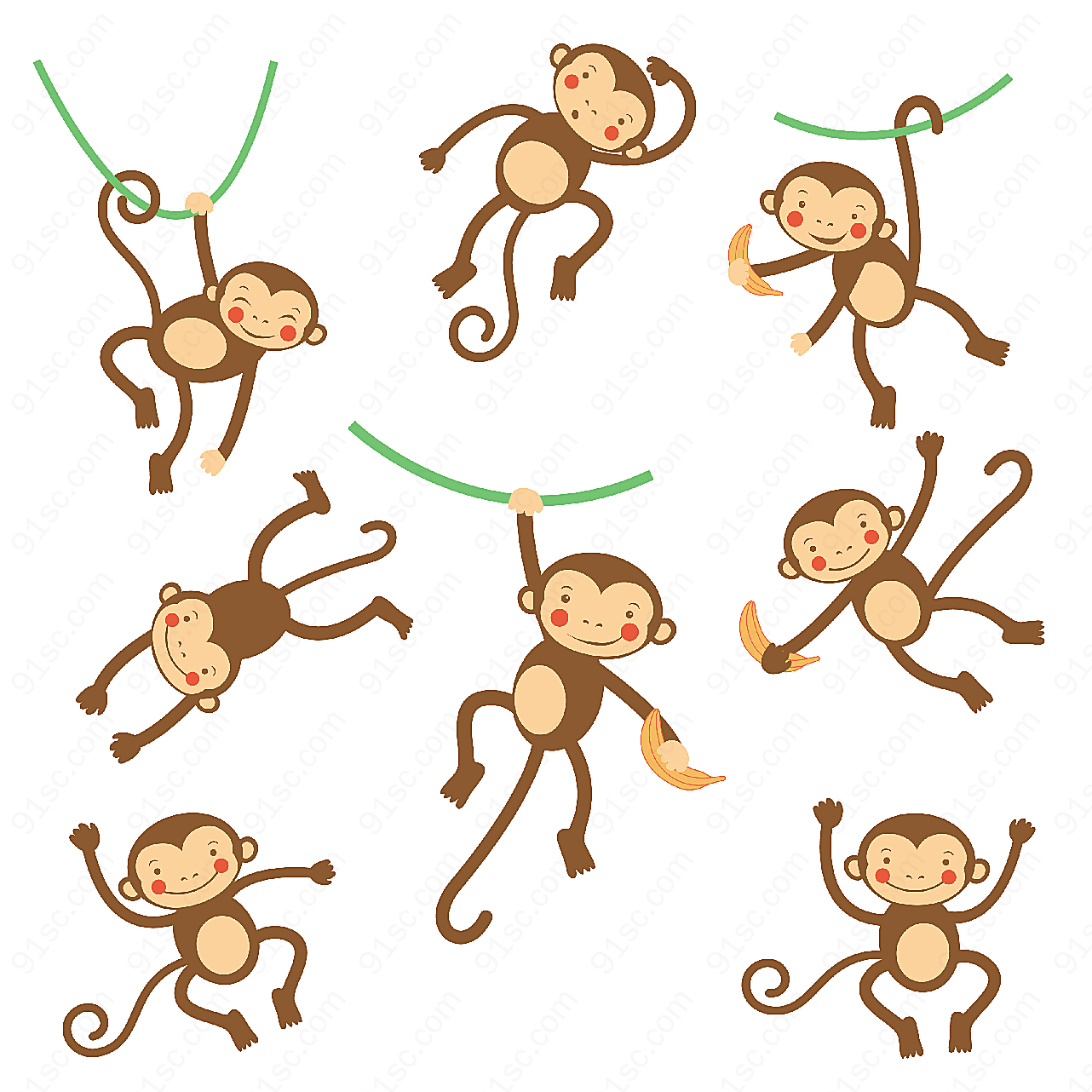 卡通猴子矢量矢量卡通动物