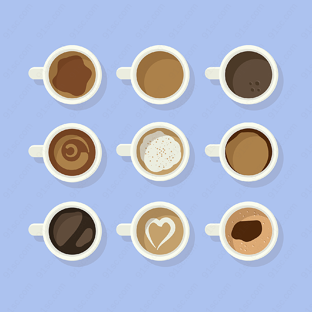 创意咖啡俯视图矢量饮品