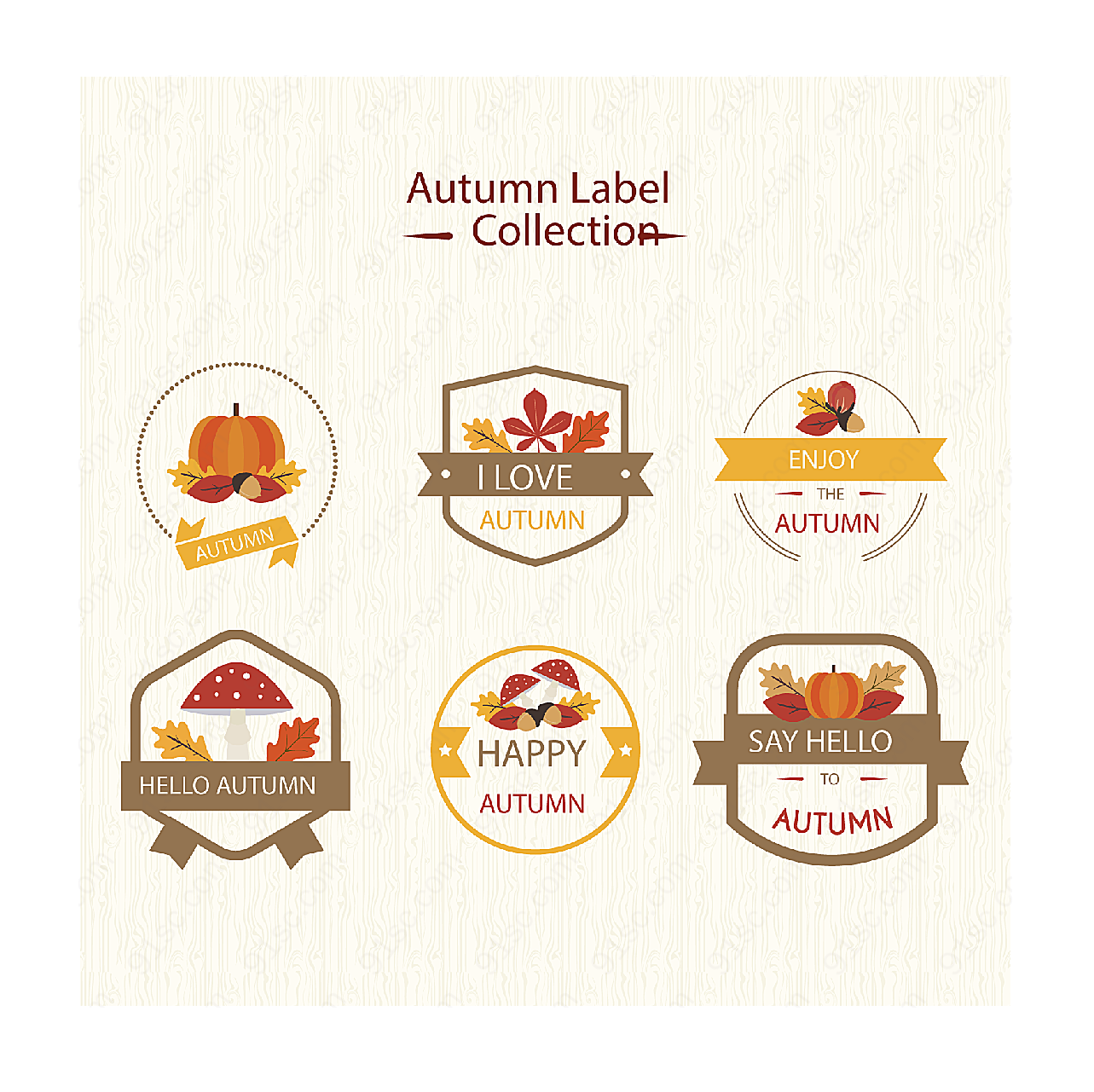 秋季元素标签label矢量