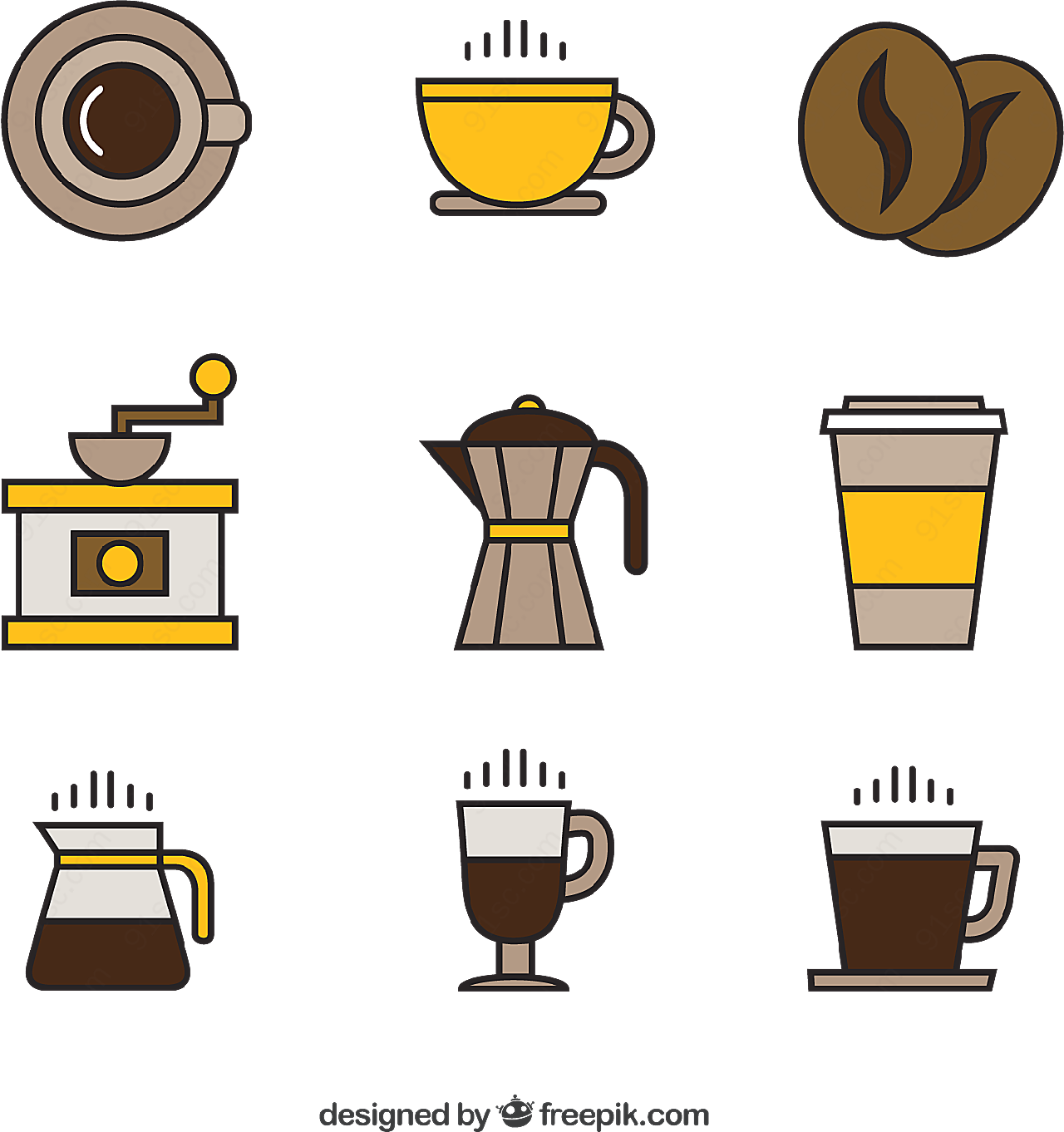 咖啡元素图标矢量各式图标