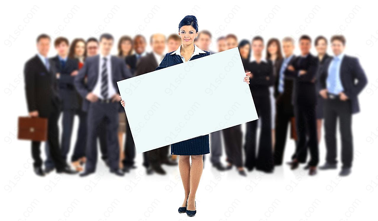 商务女士举空白牌子图片高清人物