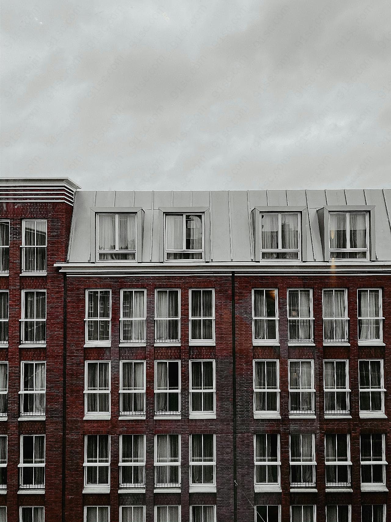 公寓式红砖建筑图片现代建筑