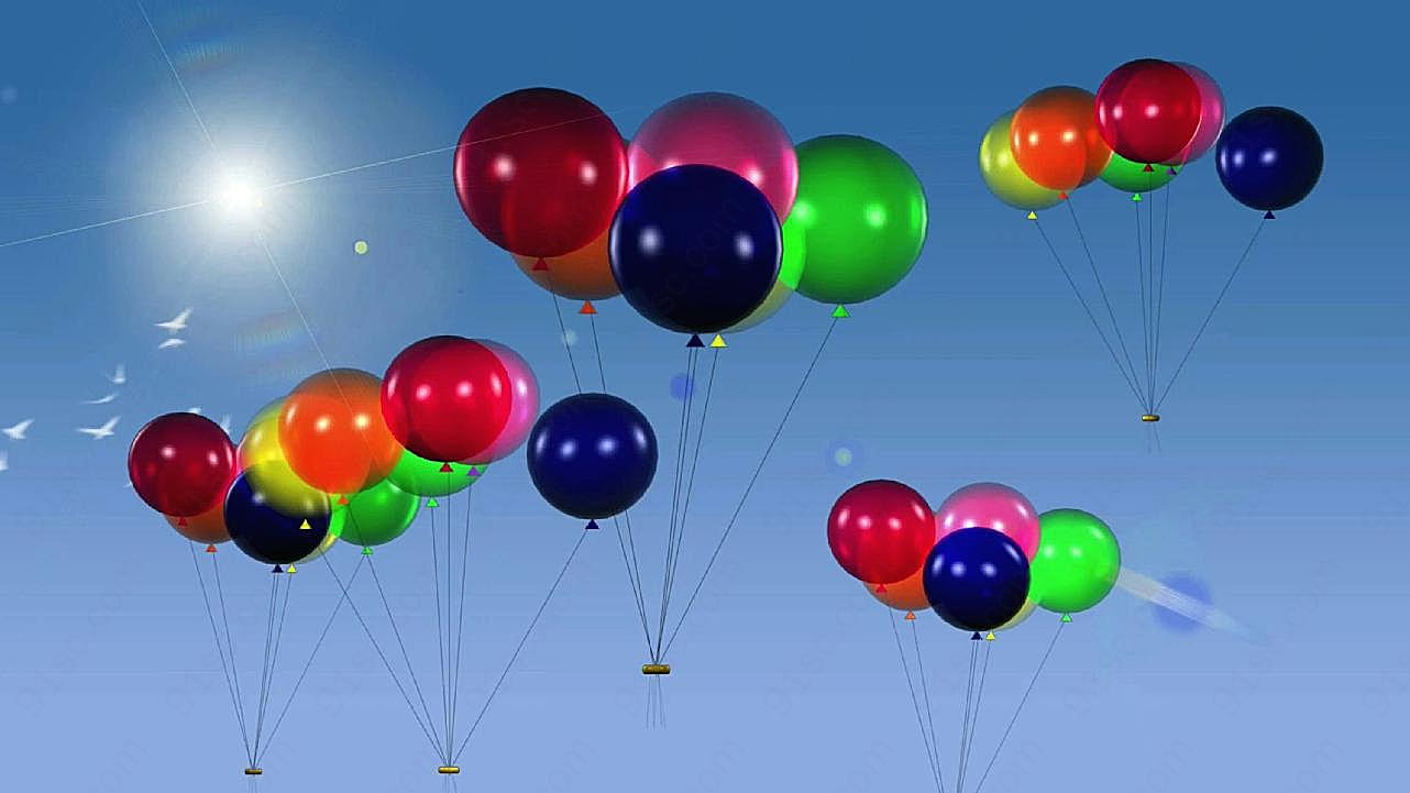 彩色气球飞升图片摄影高清