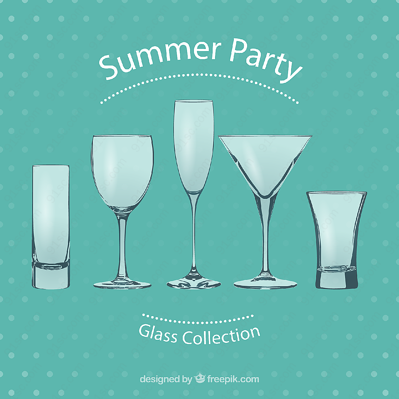 夏日派对玻璃杯平面广告