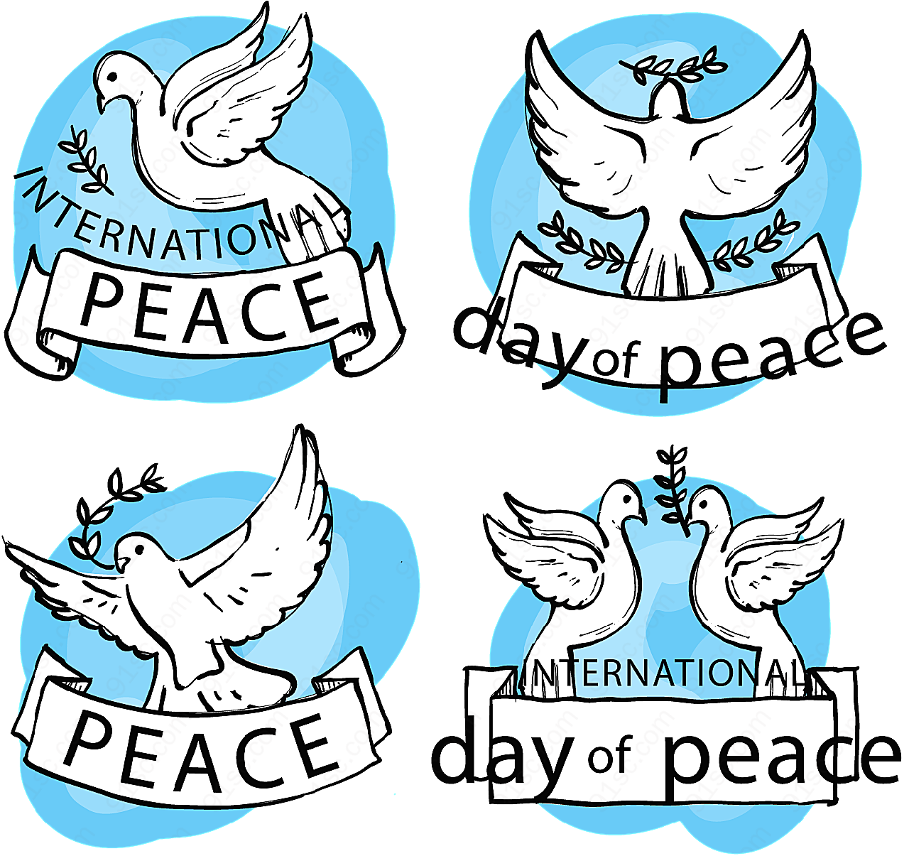 国际和平日白鸽标签矢量节日其它