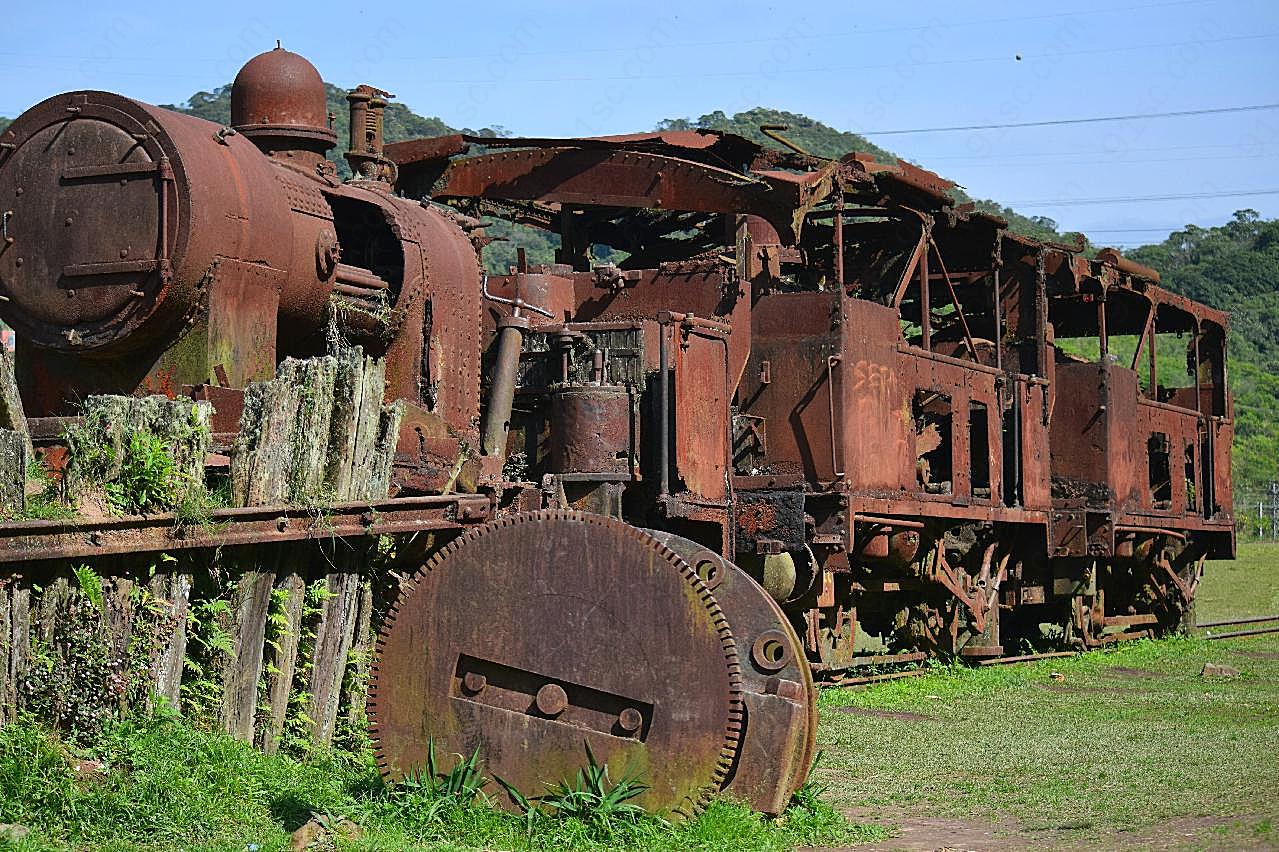 废弃蒸汽机车图片交通工具
