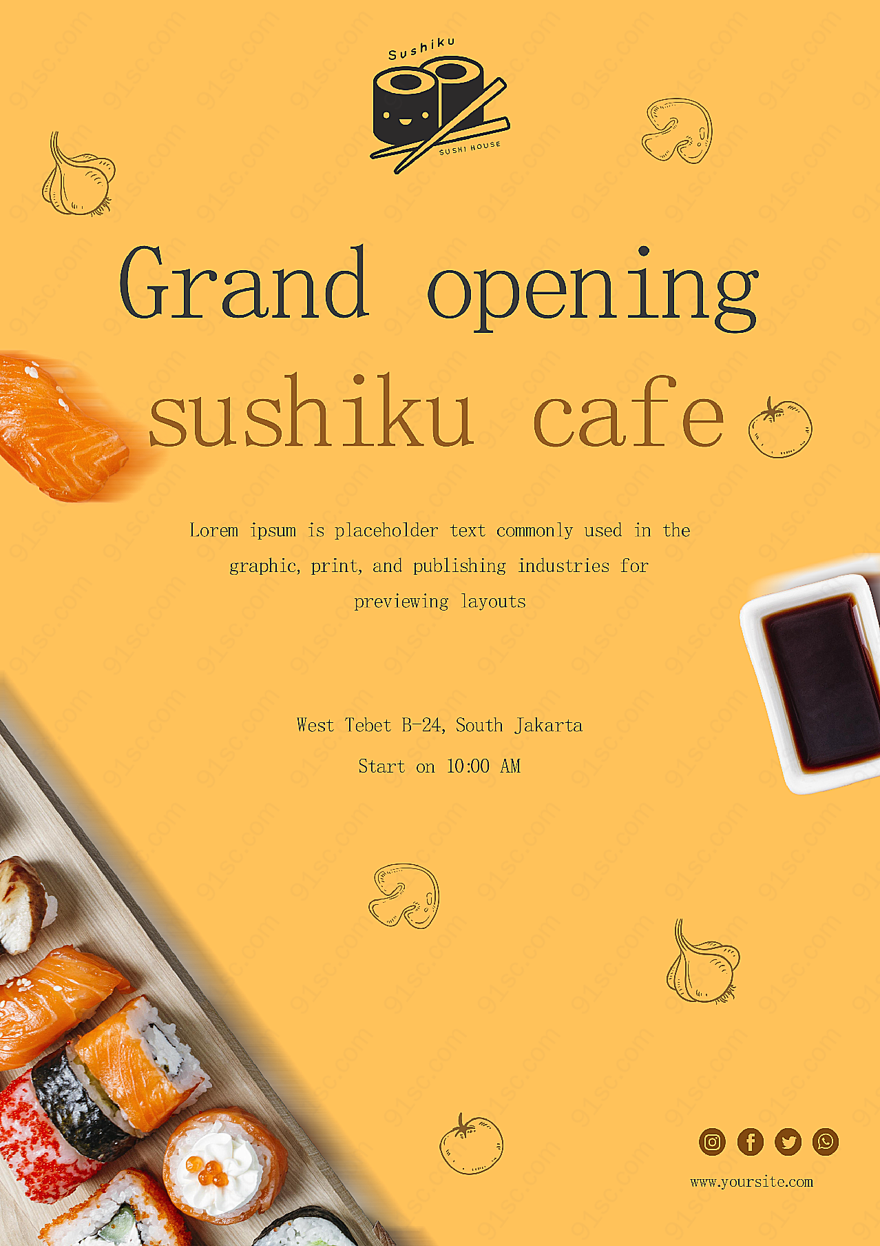 寿司店开业宣传海报平面广告
