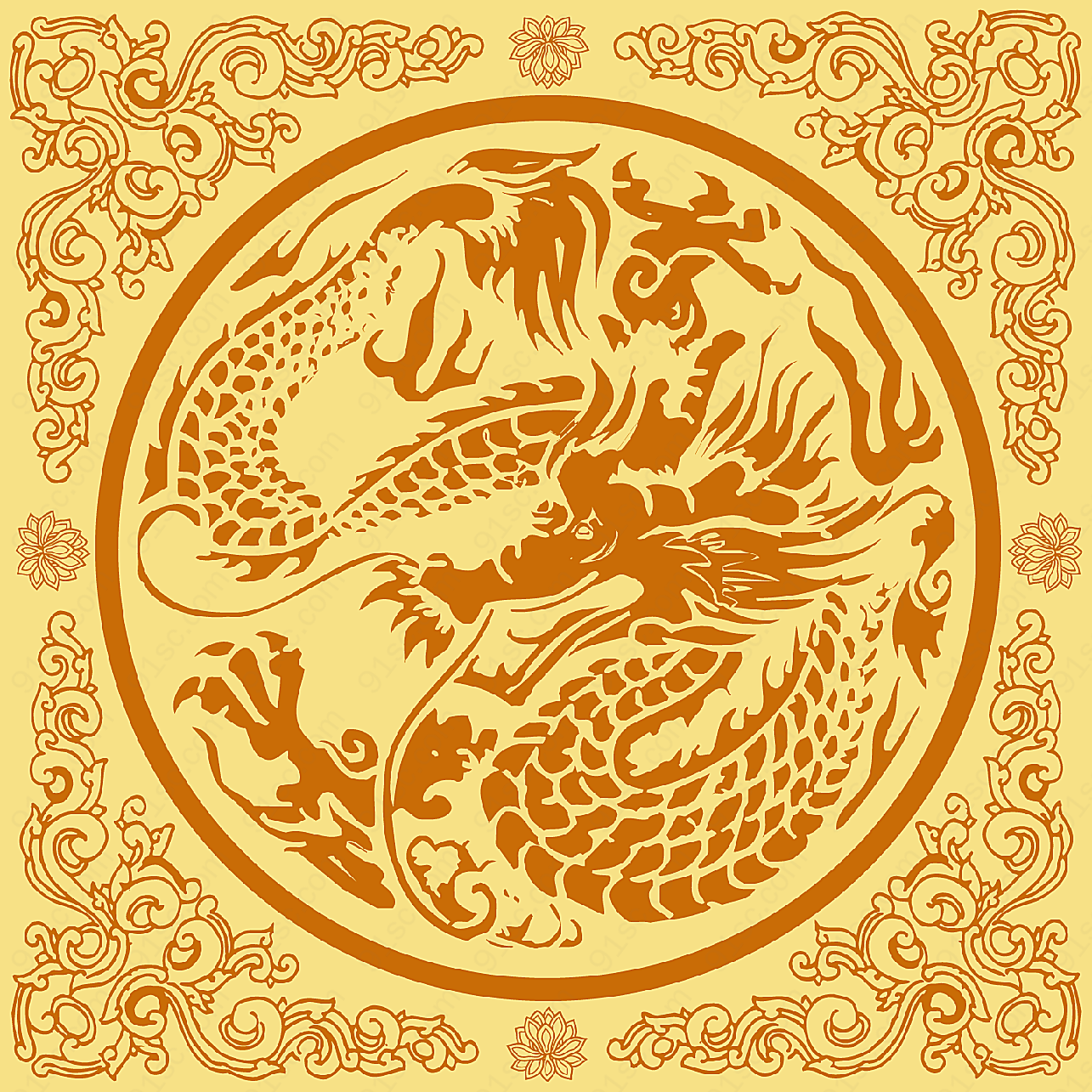 古典中国龙纹矢量传统