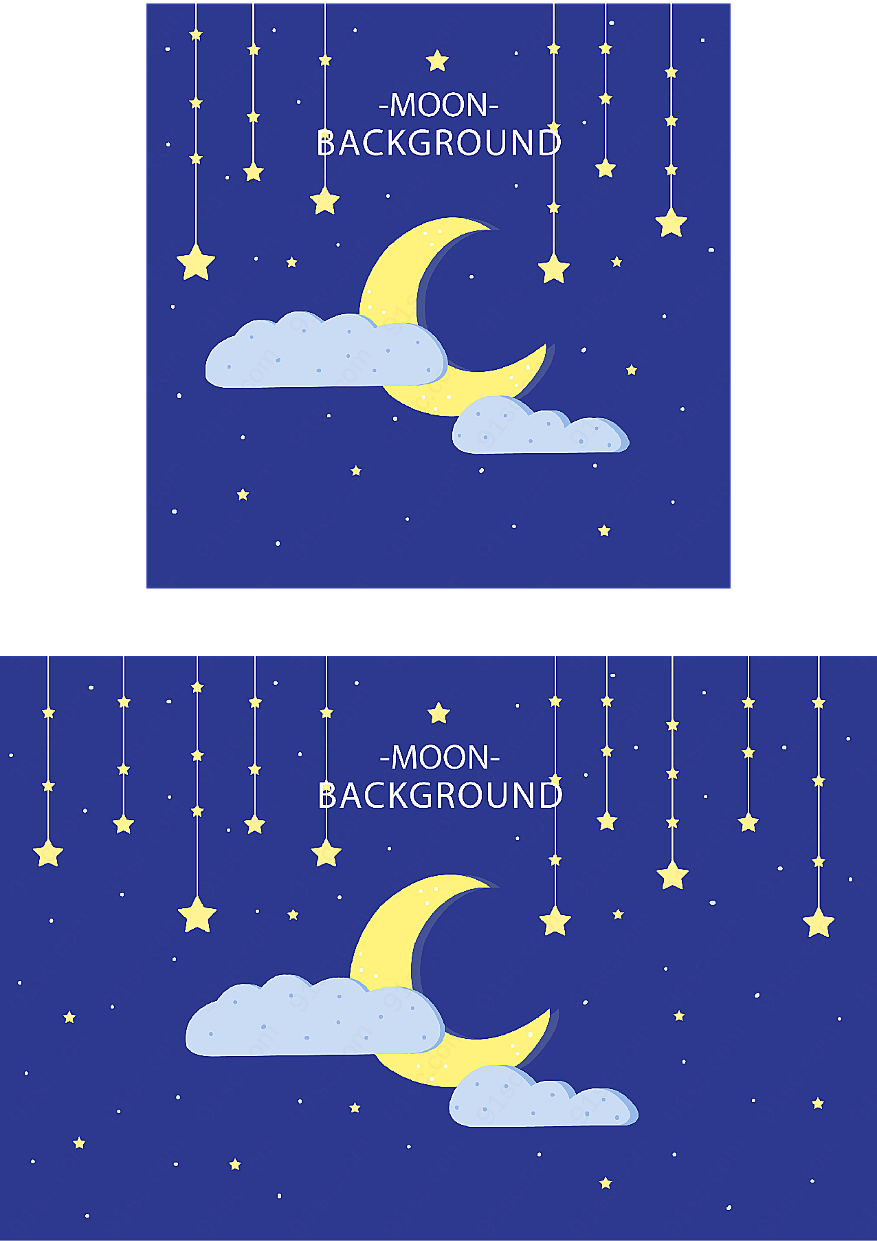 夜晚星星和月亮卡通矢量插画