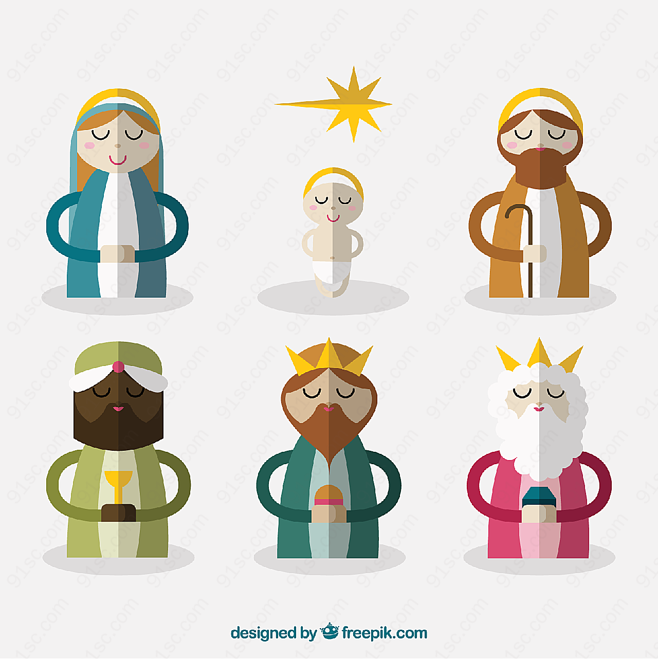 耶稣诞生角色矢量矢量宗教