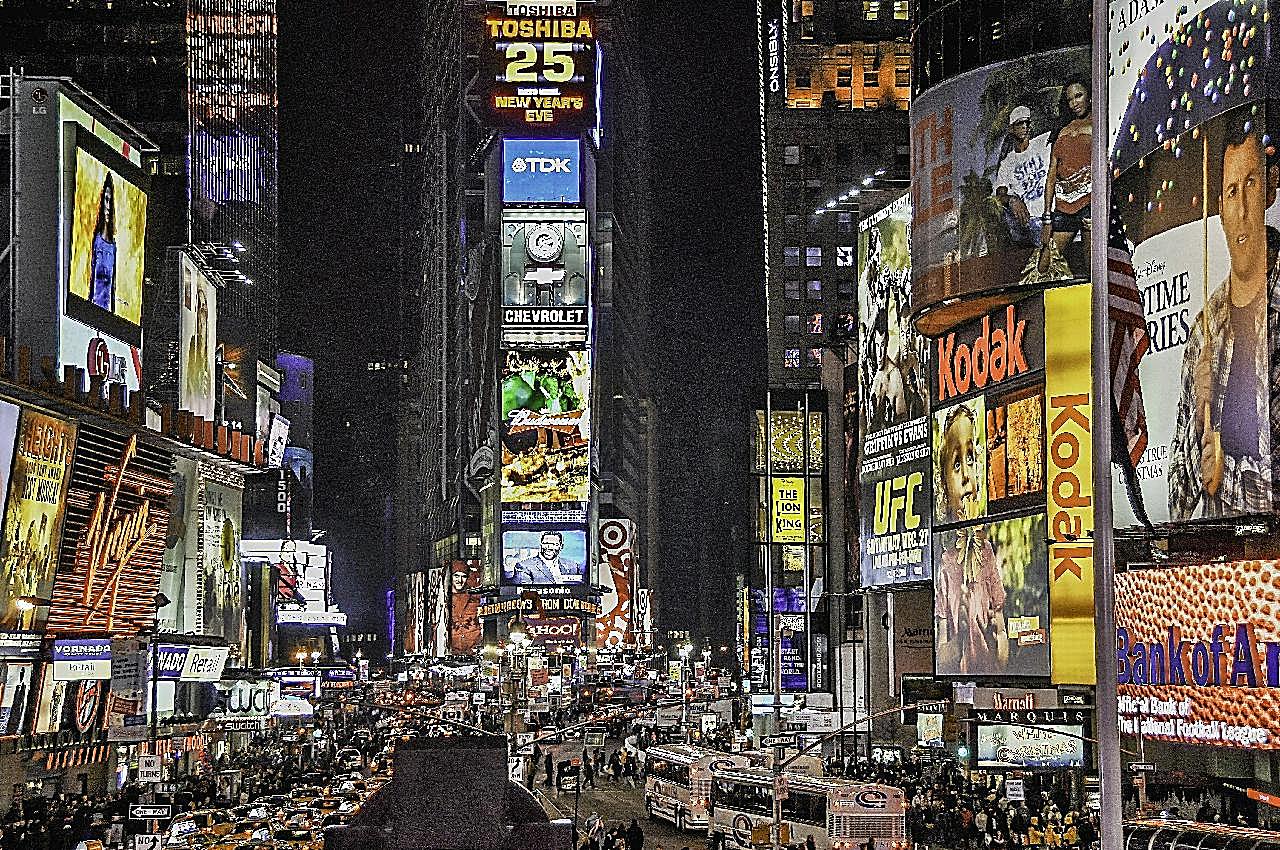 美国纽约时代广场夜景图片城市景观