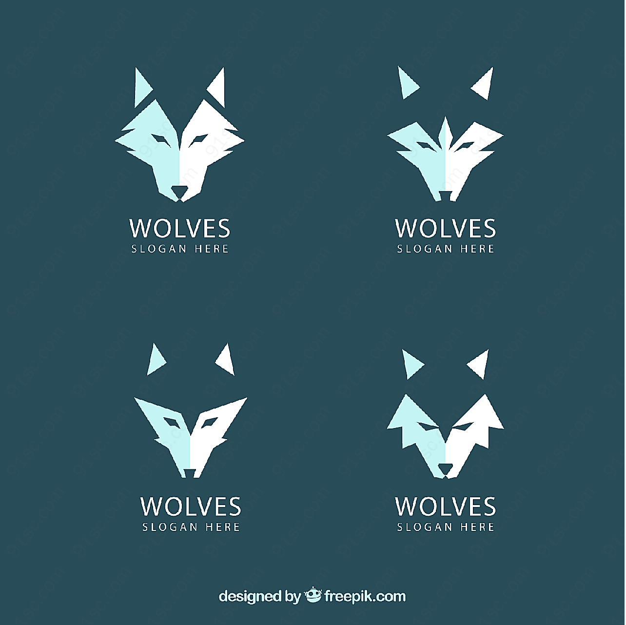 抽象狼头像标志矢量logo图形