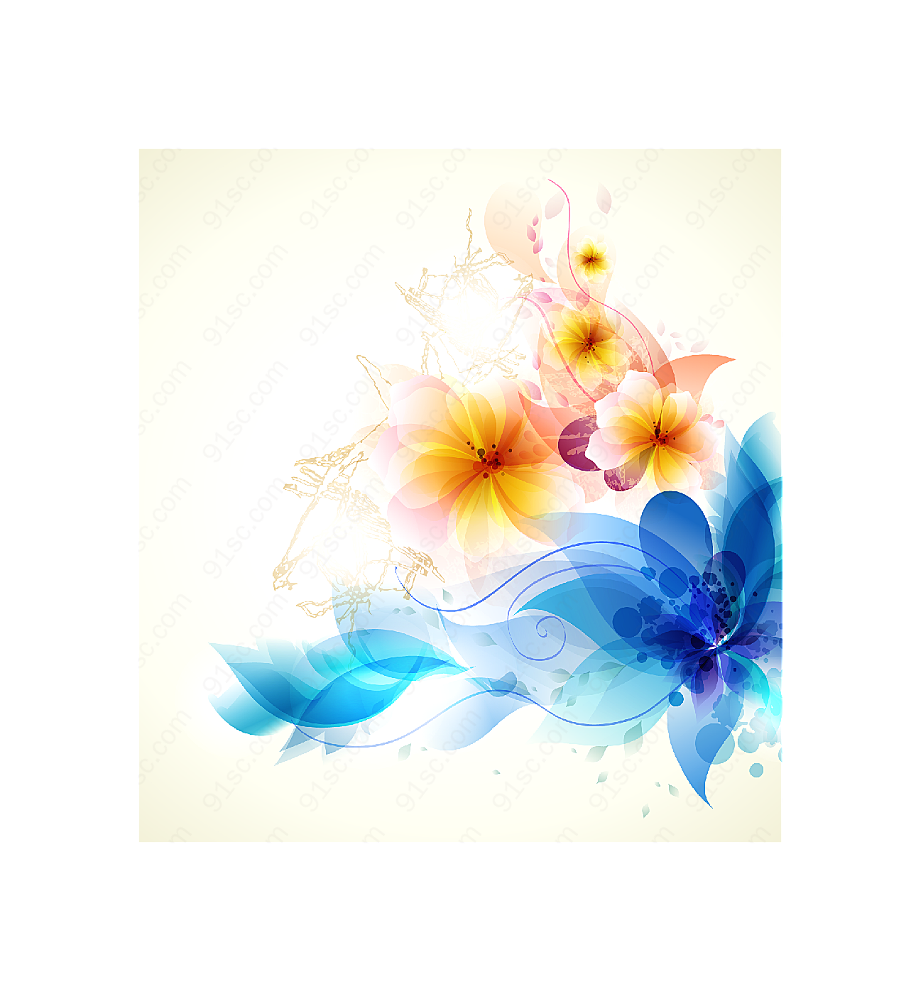 浪漫花朵背景矢量矢量花纹
