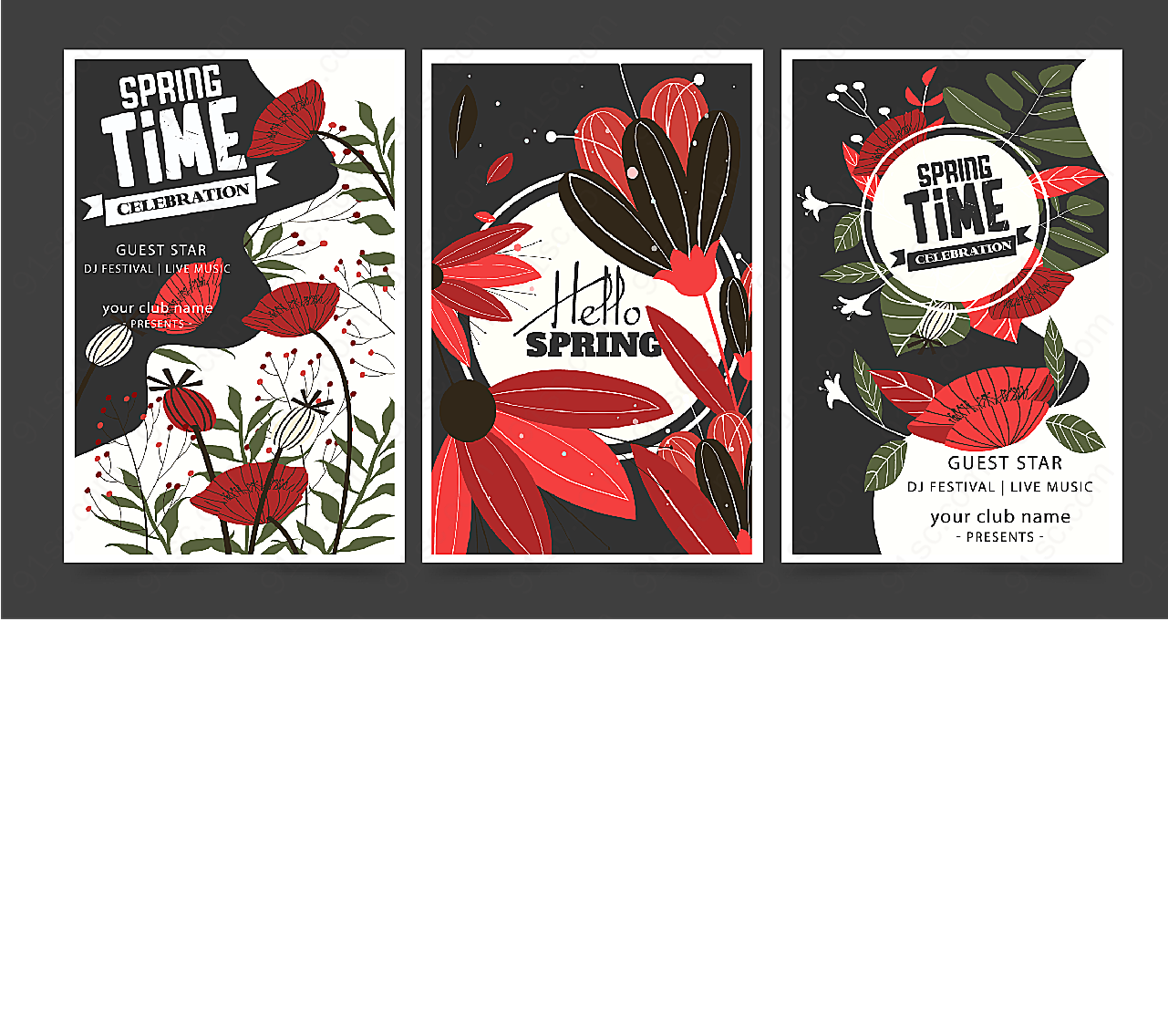 抽象春季花卉海报平面广告