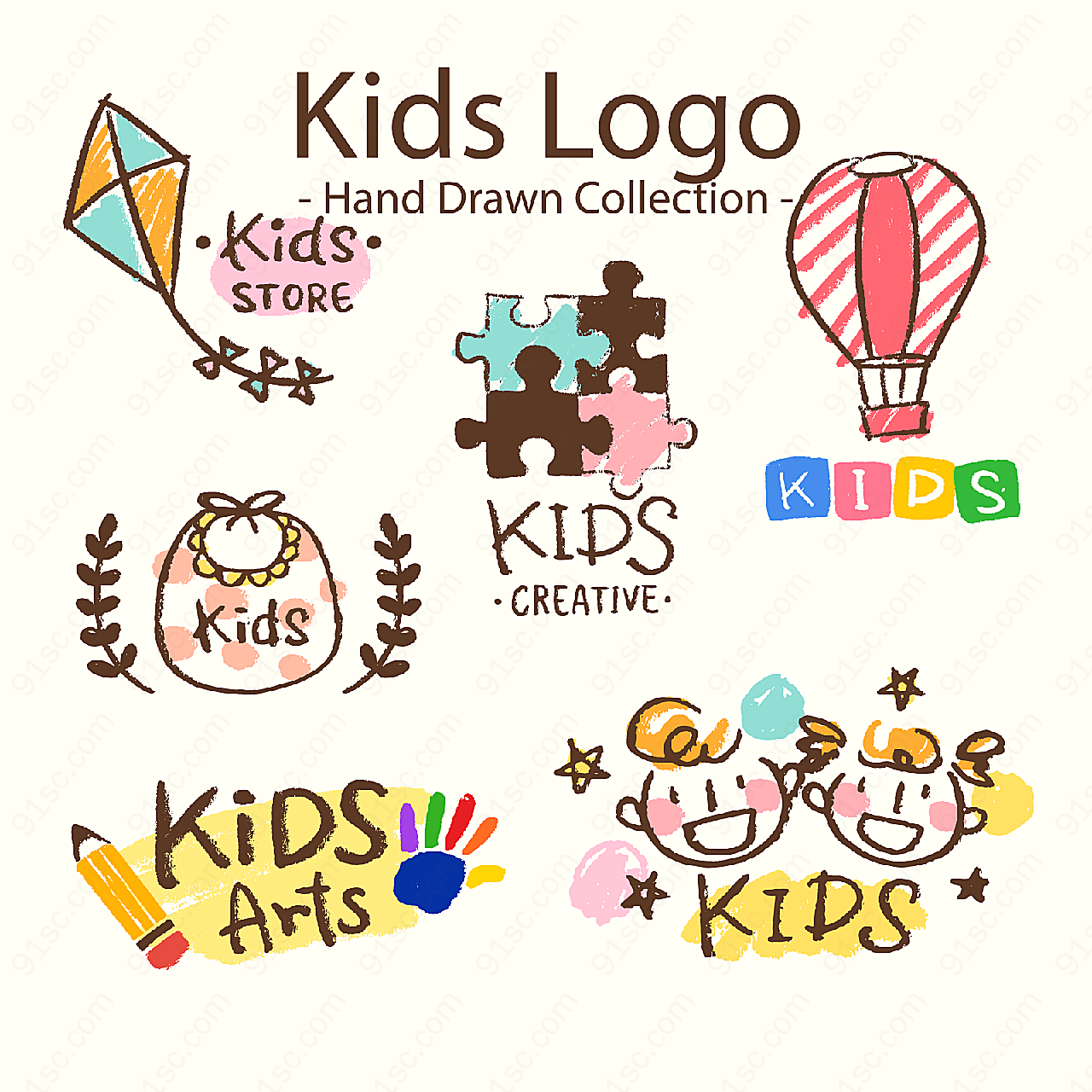 儿童元素标志矢量logo图形